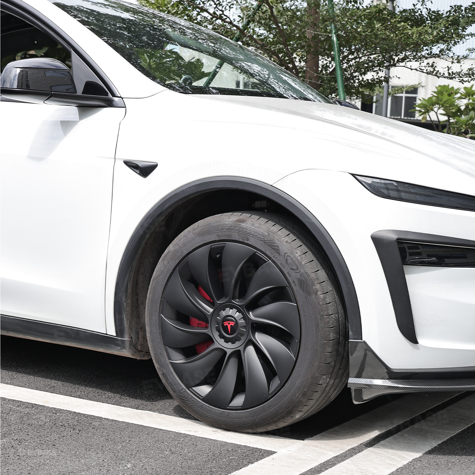 Tessgo 19" Überturbine Style Wheel Covers for Model Y Juniper – Matte Black Hubcaps for Crossflow Wheels, OEM Fit Upgrade