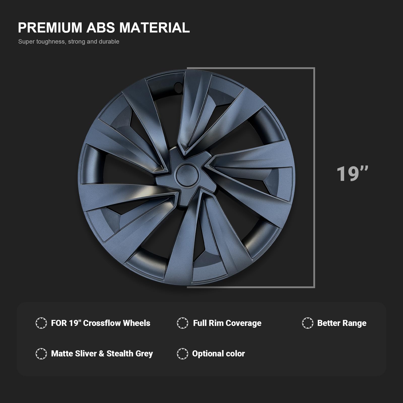 Tessgo 20 "Helix Style Wheel Covers Fits for Tesla Model Y Juniper 2025–2026, Upgrade Crossflow Hubcaps to Rim Cover Replacement, Fits OEM