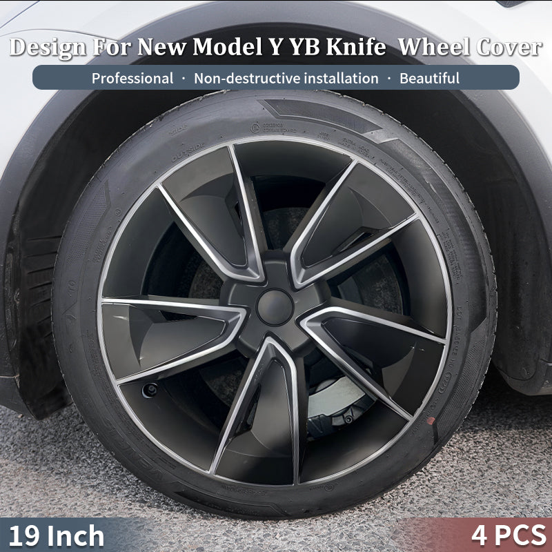 Tesla Model Y Juniper Hubcap X Style 19'' YB Knife Wheel Covers Tesstudio庐