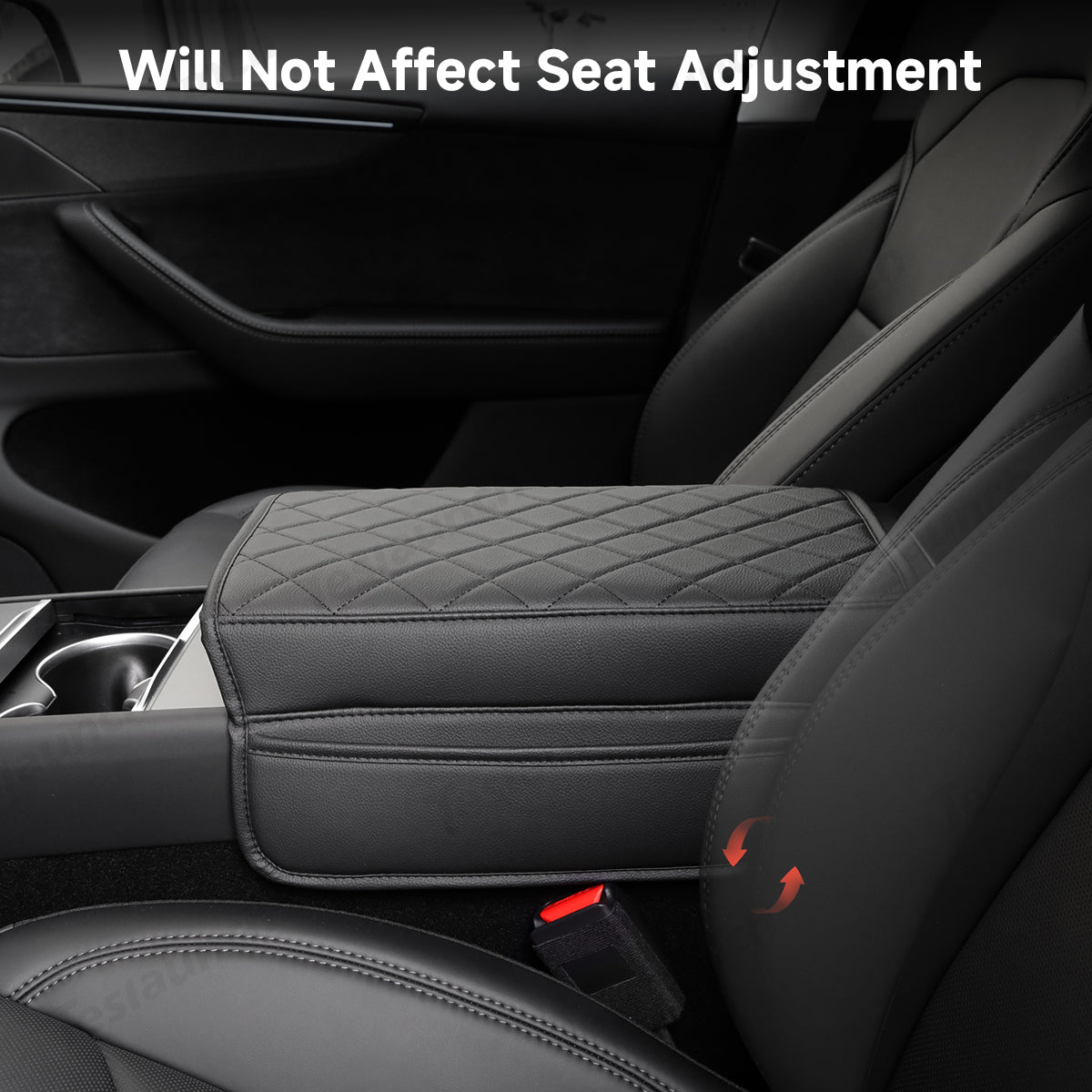 Leather Center Armrest Cover with Side Pockets for Tesla Model Y L 2026+