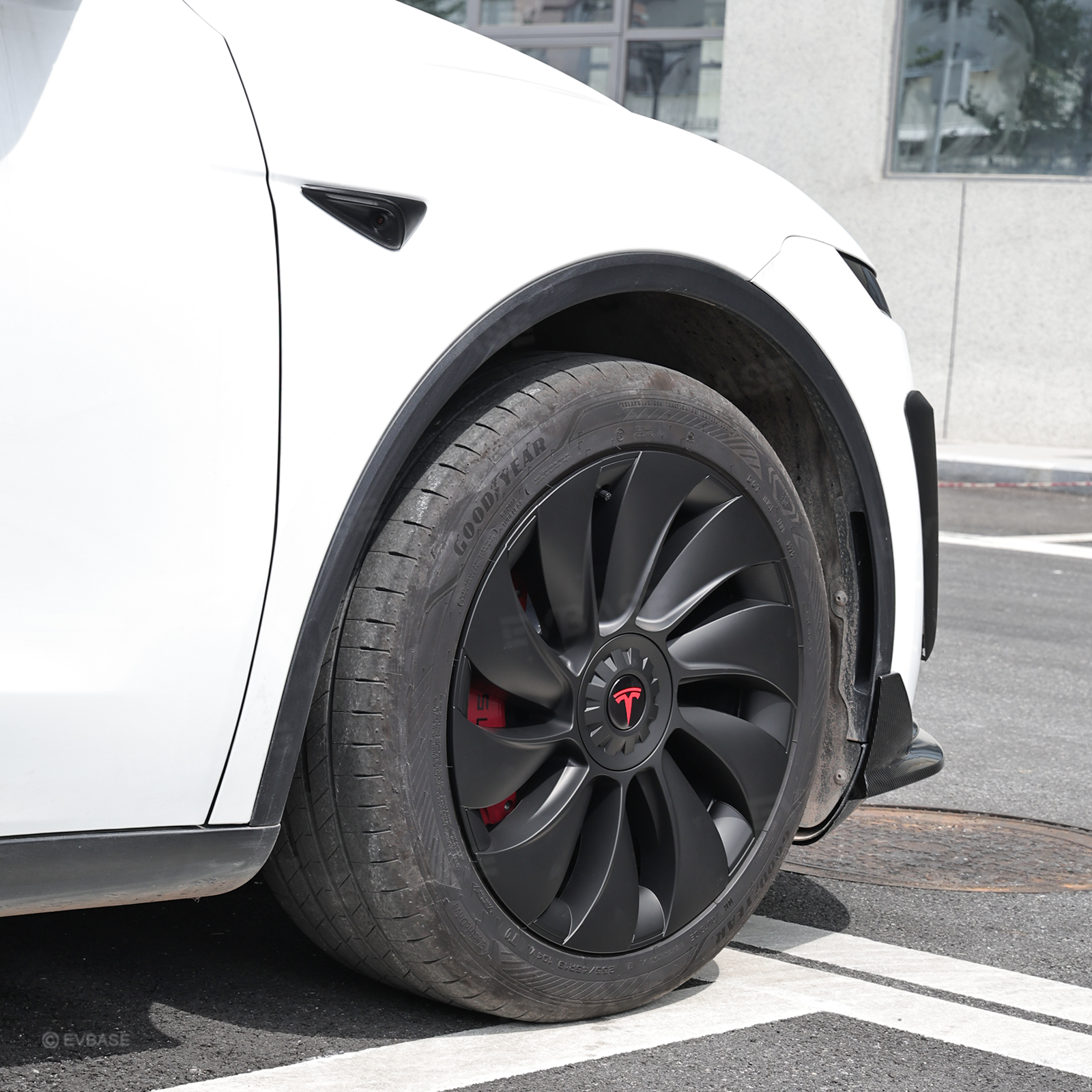 Tessgo 19" Überturbine Style Wheel Covers for Model Y Juniper – Matte Black Hubcaps for Crossflow Wheels, OEM Fit Upgrade