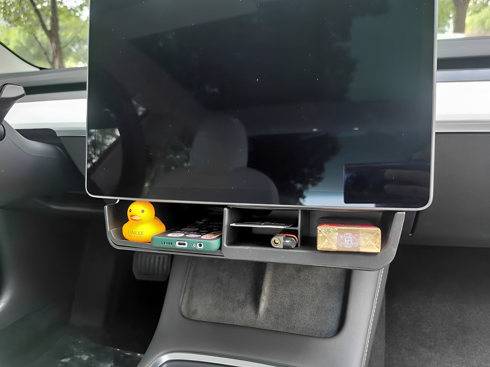 Center Console Under Screen Storage Organizer For Tesla Model 3 & Y