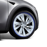 Stealth Grey 19-inch Helix-style wheel covers for Tesla Model Y 2025-2026, replacement for Crossflow hubcaps, 4-pack