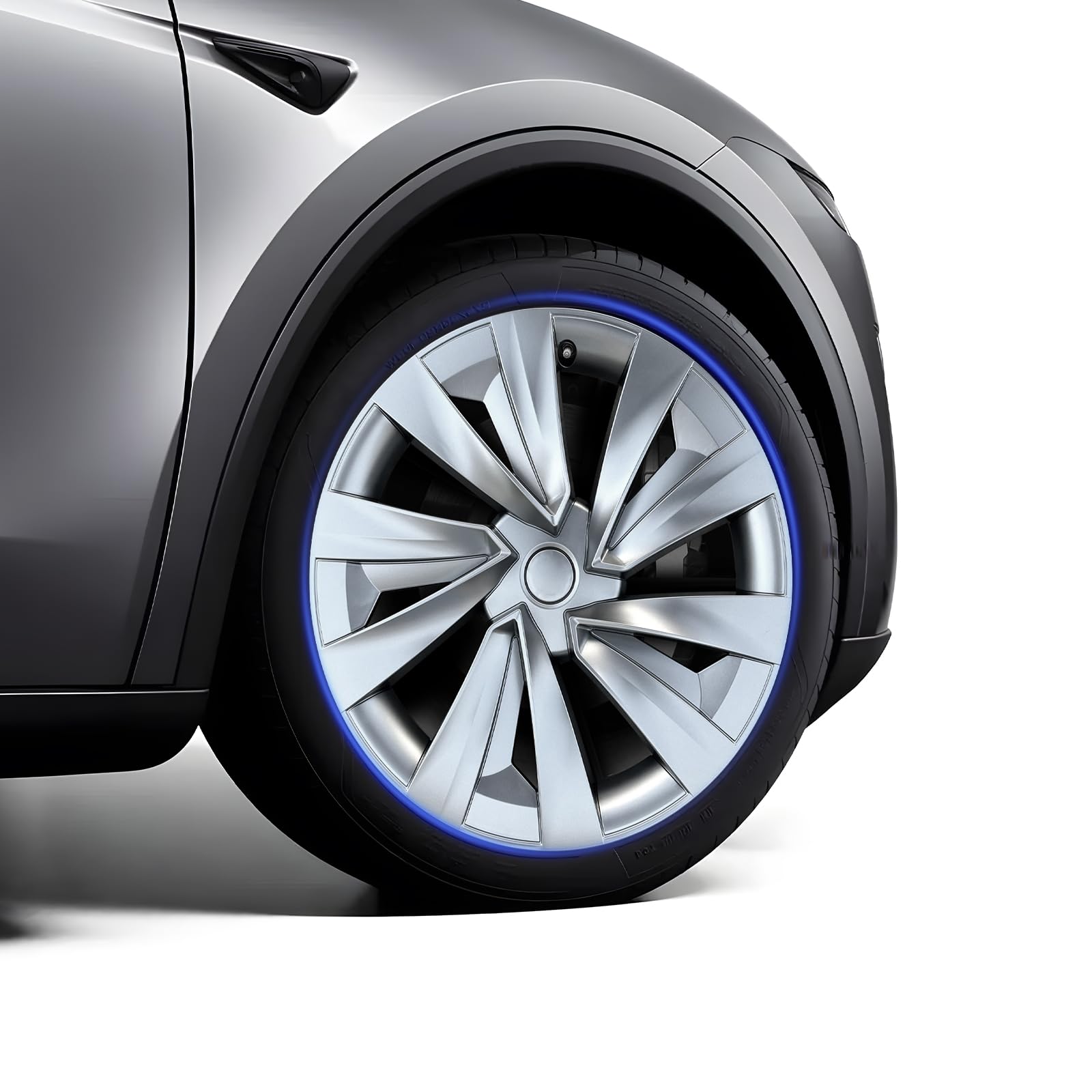 Stealth Grey 19-inch Helix-style wheel covers for Tesla Model Y 2025-2026, replacement for Crossflow hubcaps, 4-pack