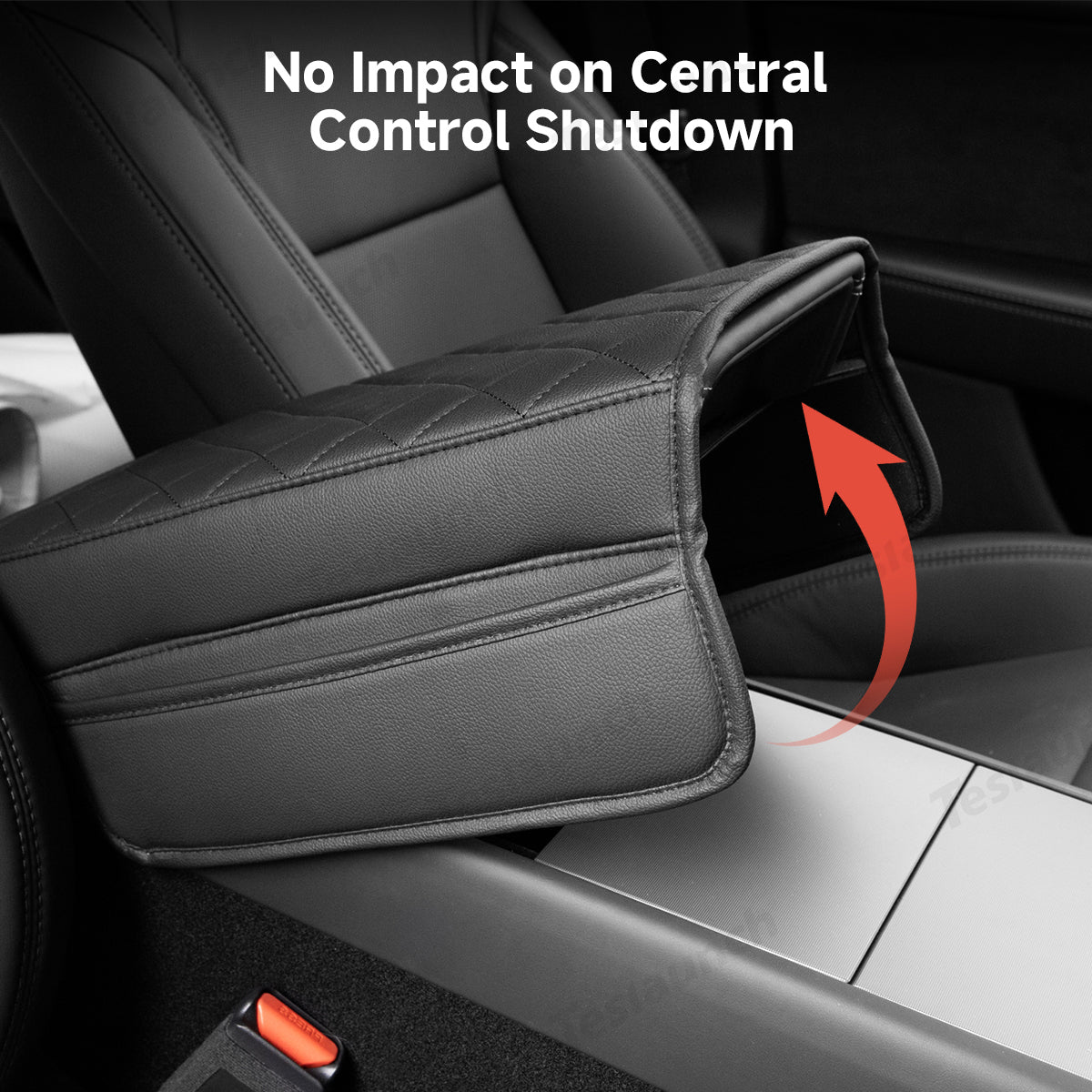 Leather Center Armrest Cover with Side Pockets for Tesla Model Y L 2026+