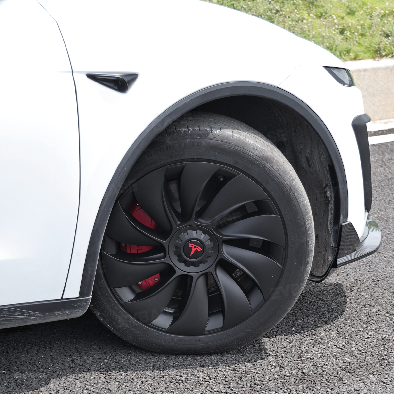 Tessgo 19" Überturbine Style Wheel Covers for Model Y Juniper – Matte Black Hubcaps for Crossflow Wheels, OEM Fit Upgrade