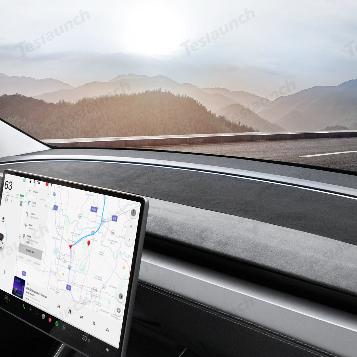 Suede Sunshade Dashboard Mat – UV Protection & Anti-Glare for Tesla Model YL 2026+