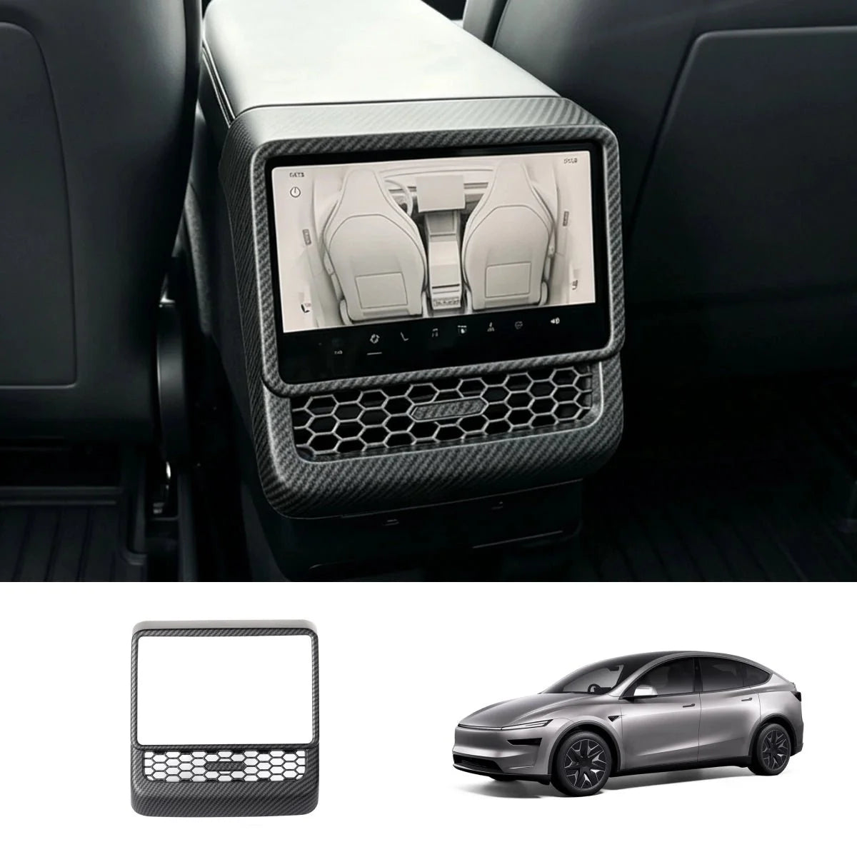 Rear Center Console Air Vent Cover & Lower Kick Panel Protector for Tesla Model Y L 2026+