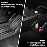 before vs after installation: Aisle Central Storage box for CyberTruck Lower Center Console