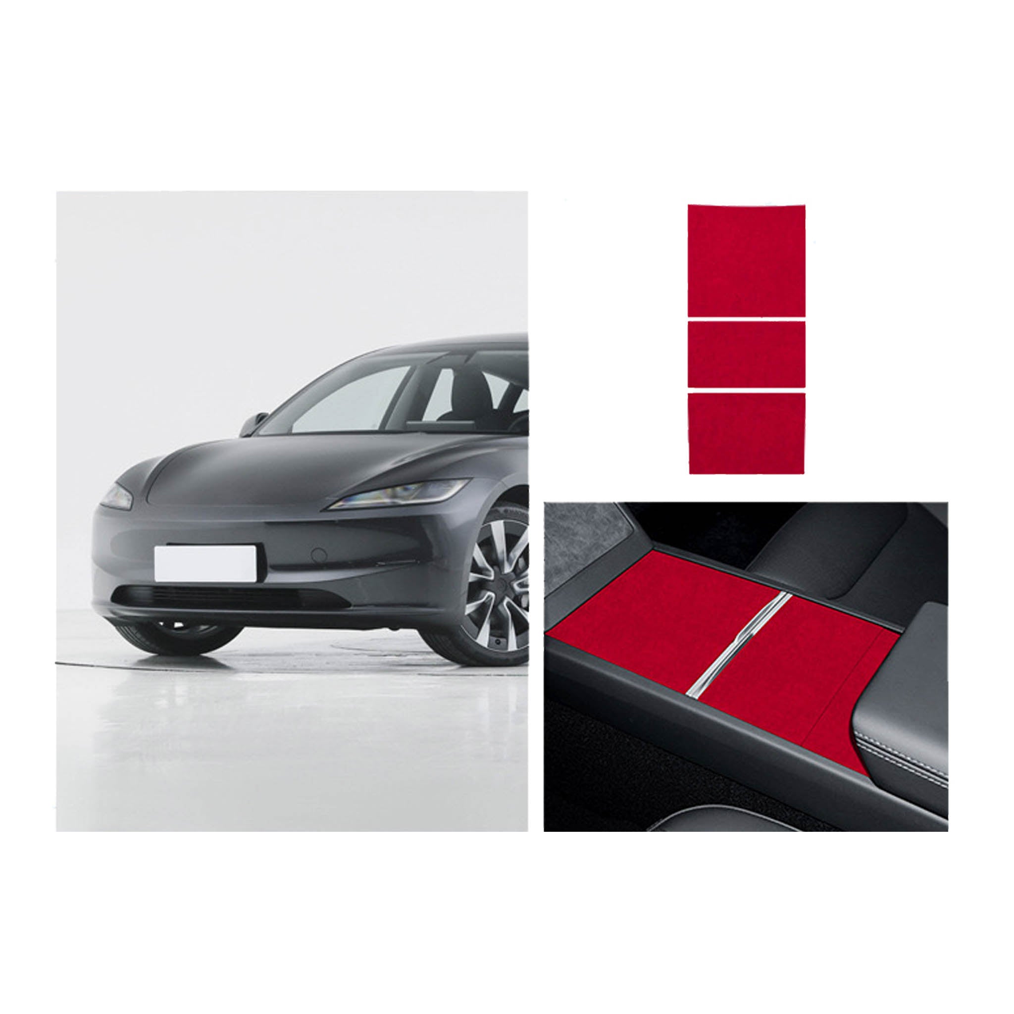 Tesla Alcantara Center Console Wrap Sticker for 2024+ Model 3 Highland & 2025+ Model Y Juniper