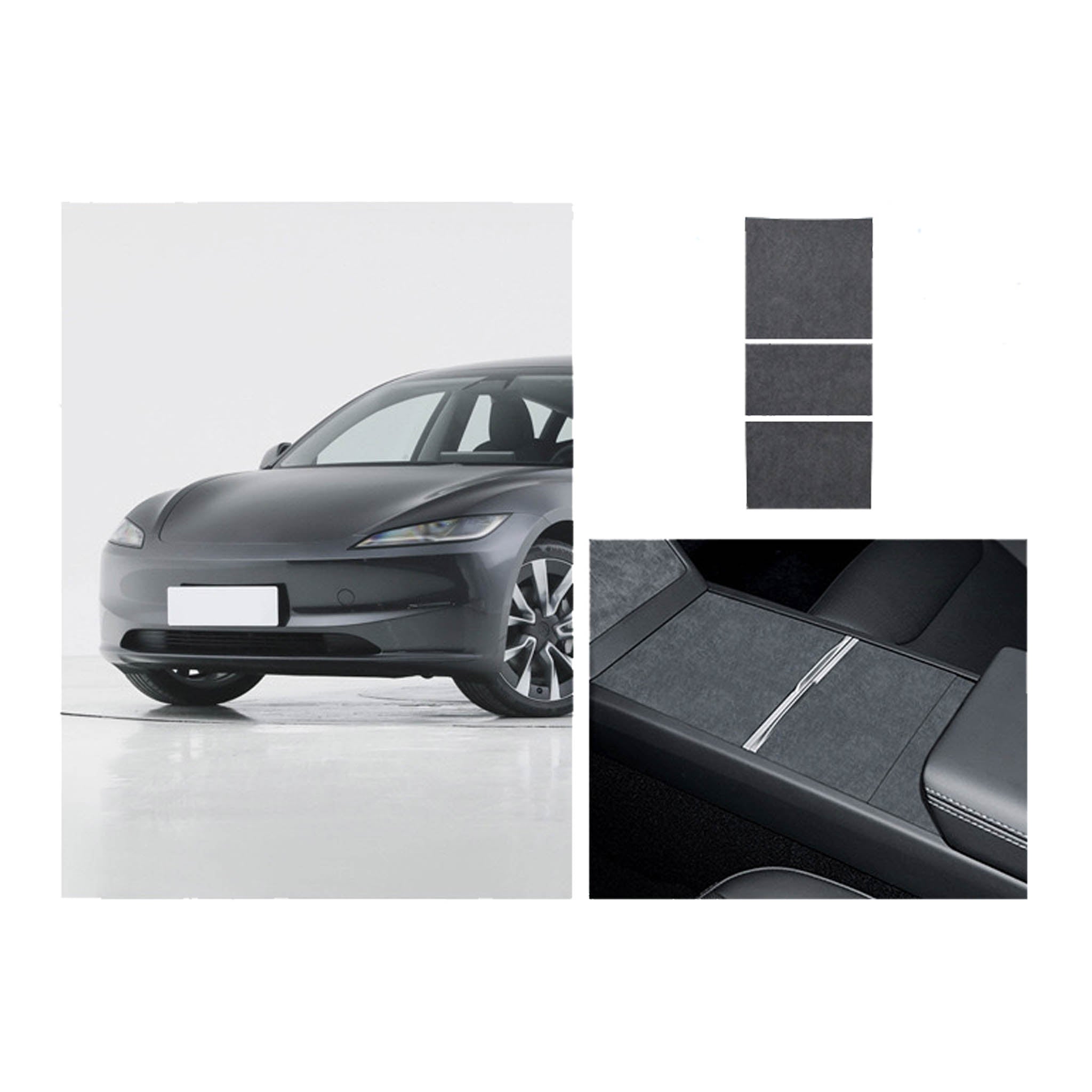Tesla Alcantara Center Console Wrap Sticker for 2024+ Model 3 Highland & 2025+ Model Y Juniper