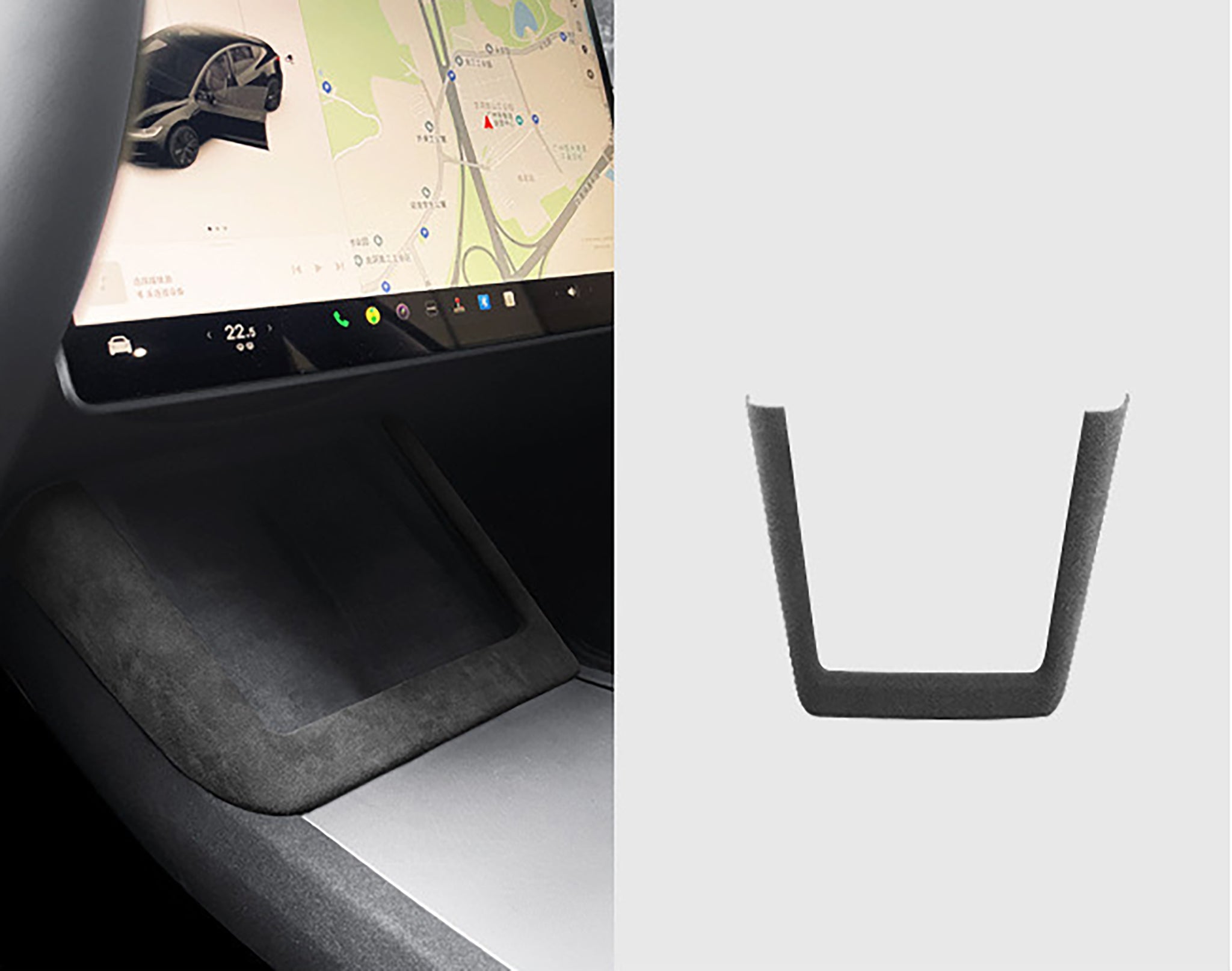 Tesla Alcantara Charging Pad Frame Cover for 2024+ Model 3 Highland & 2025+ Model Y Juniper