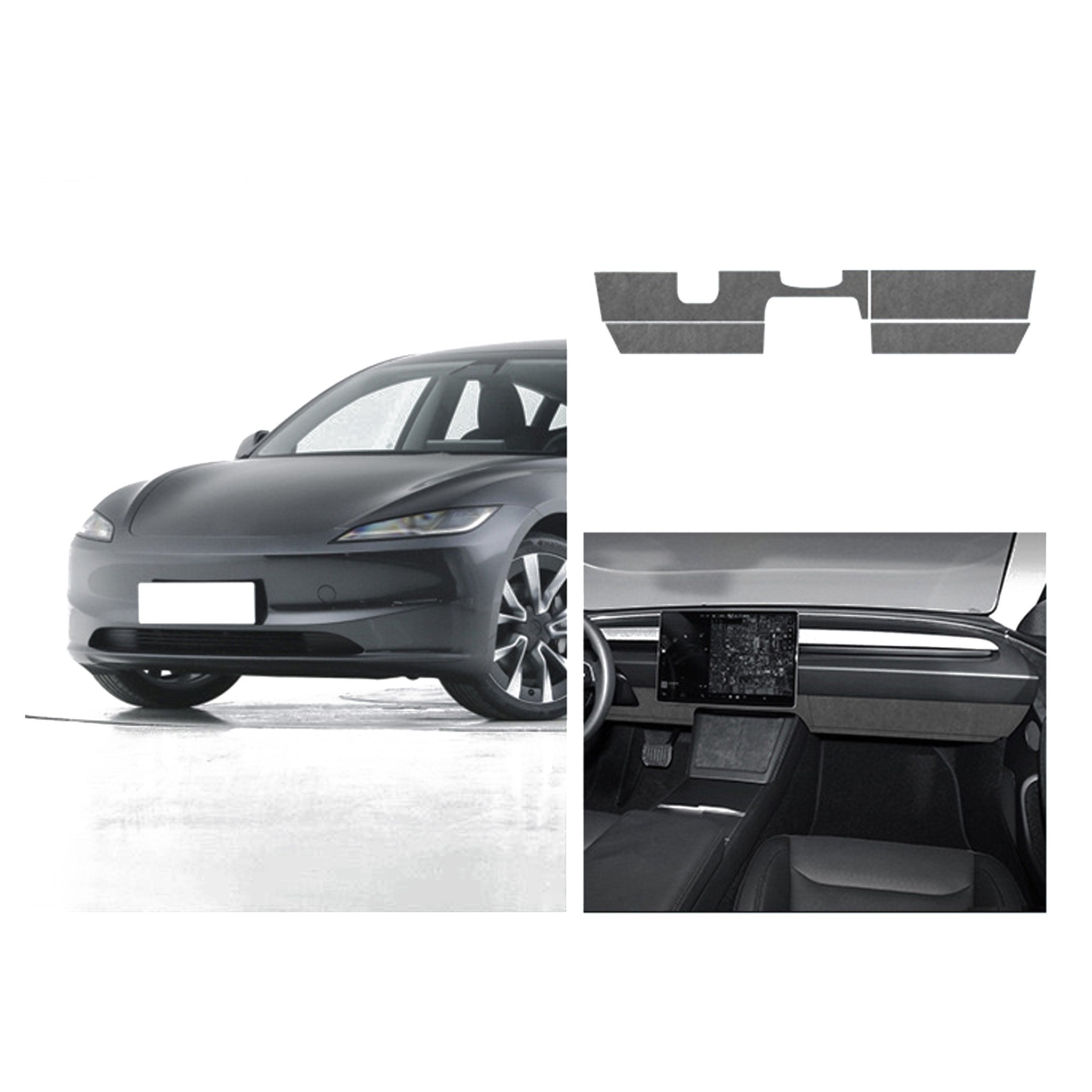 Tesla Alcantara Knee Bolster Panel & Glove Box Wraps for 2024+ Model 3 Highland & Model Y Juniper(4 Pcs)