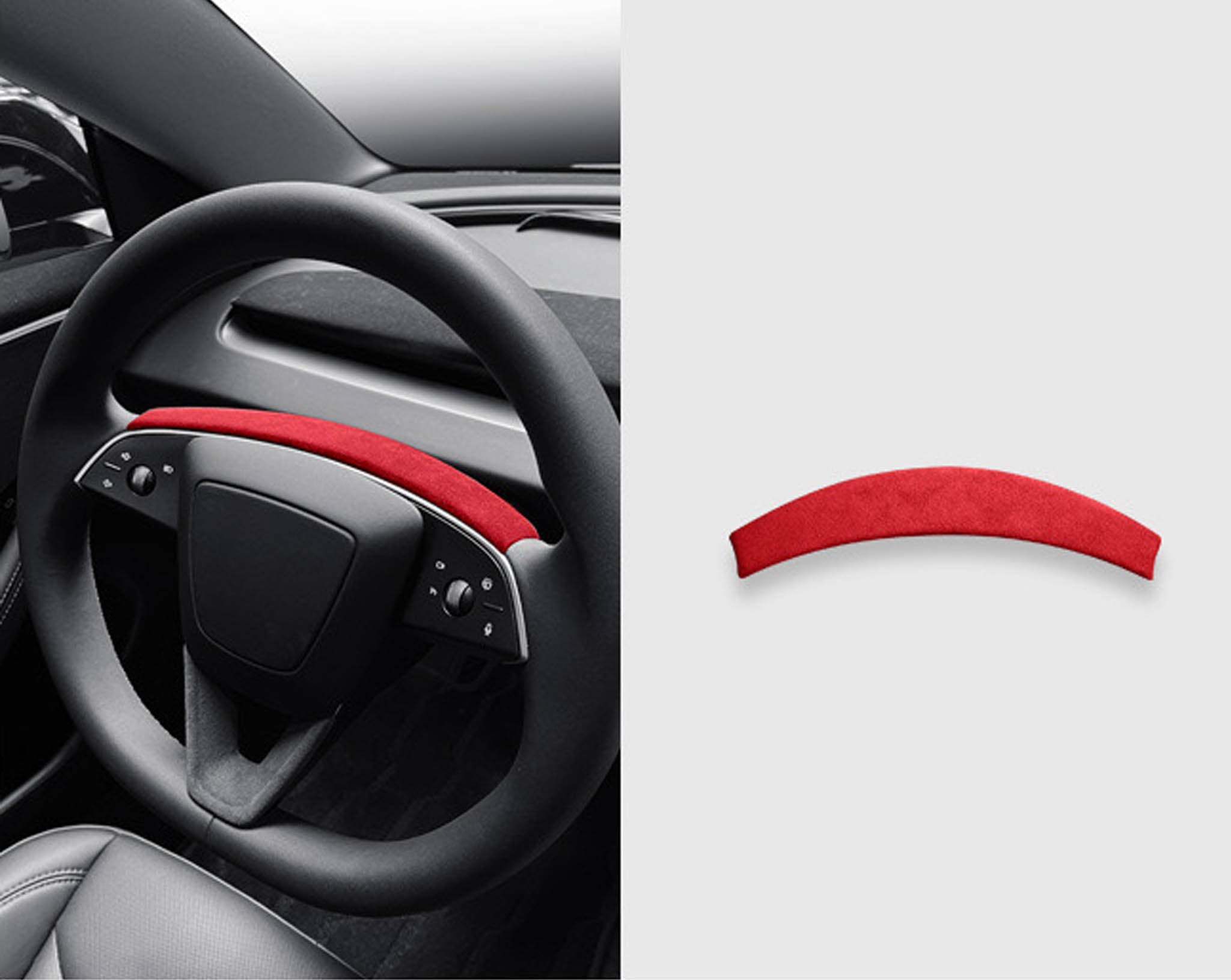 Tessgo Alcantara Steering Wheel Upper Trim Cover for Tesla Model Y Juniper 2026+