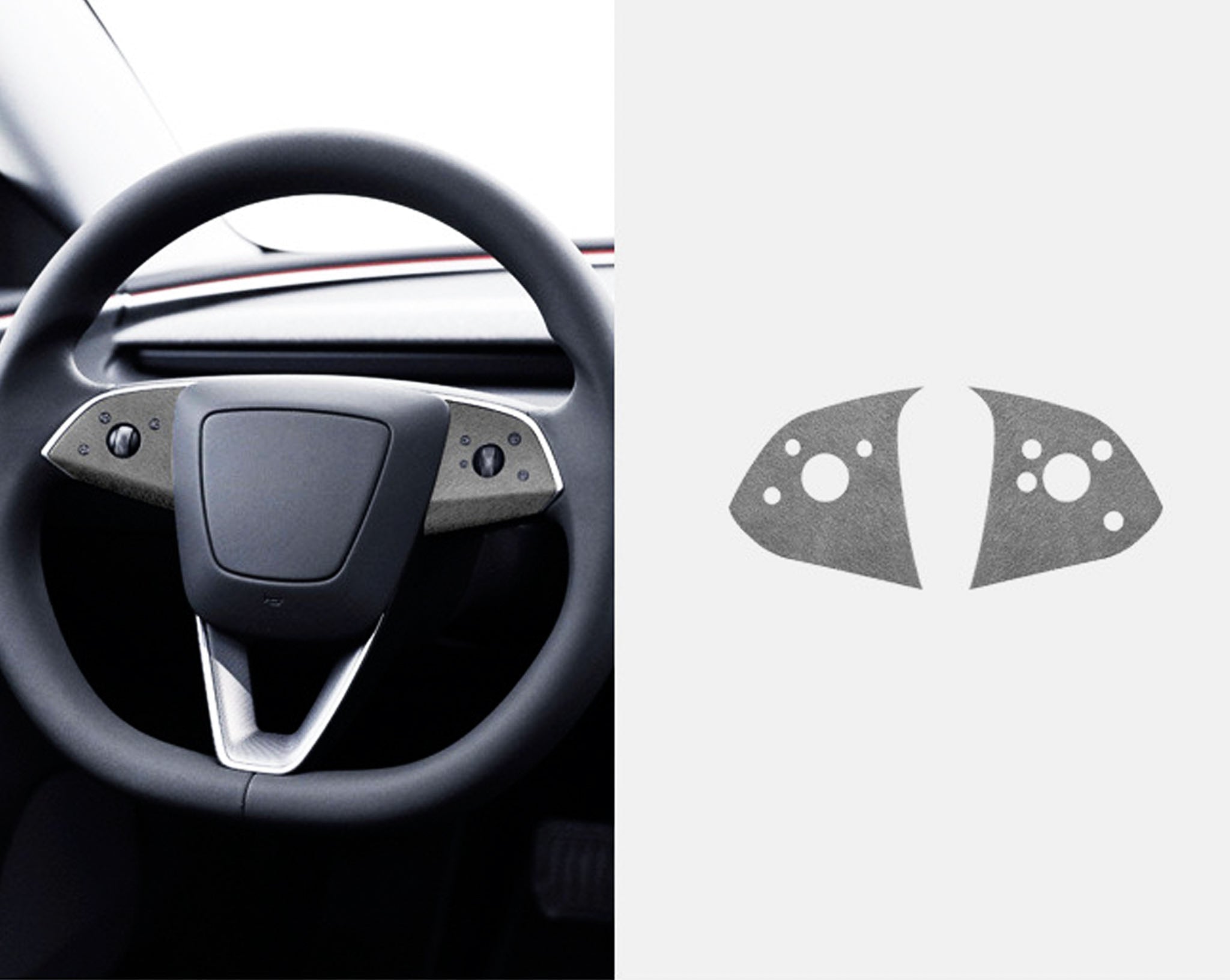 Tesla Alcantara Steering Wheel Panel Wrap Sticker for 2024+ Model 3 Highland