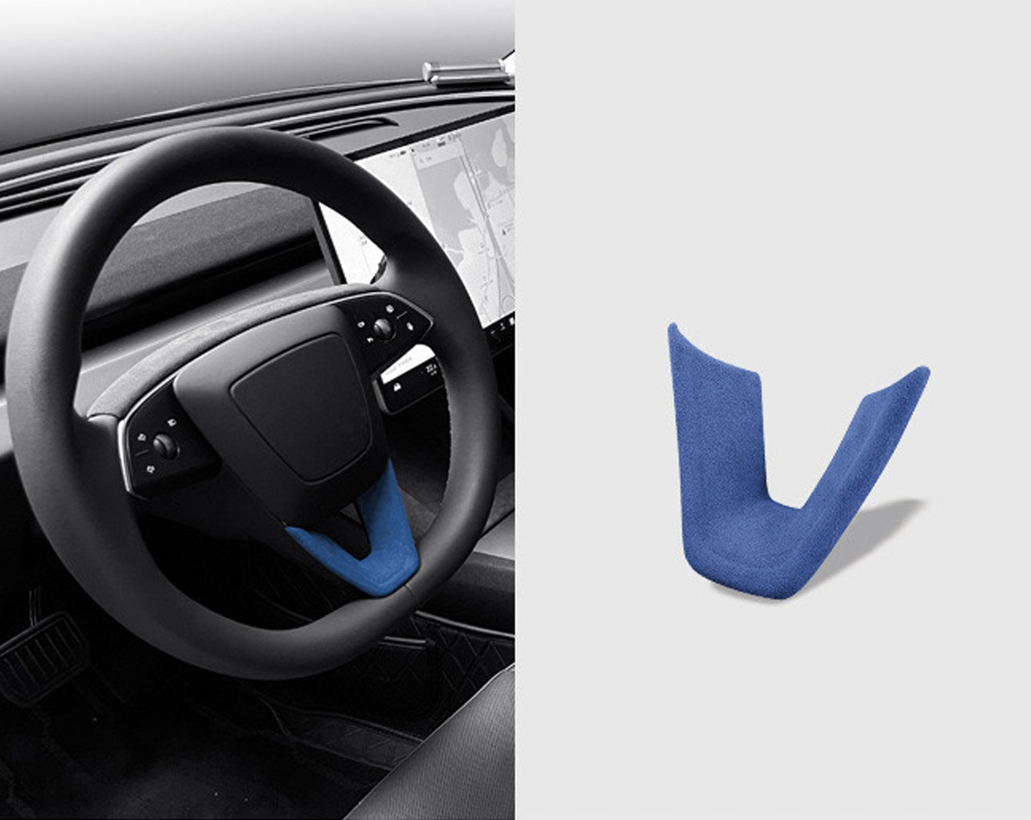 Premium Alcantara Steering Wheel Lower Trim Cover for 2024+ Tesla Model 3 Highland & 2025+ Model Y Juniper
