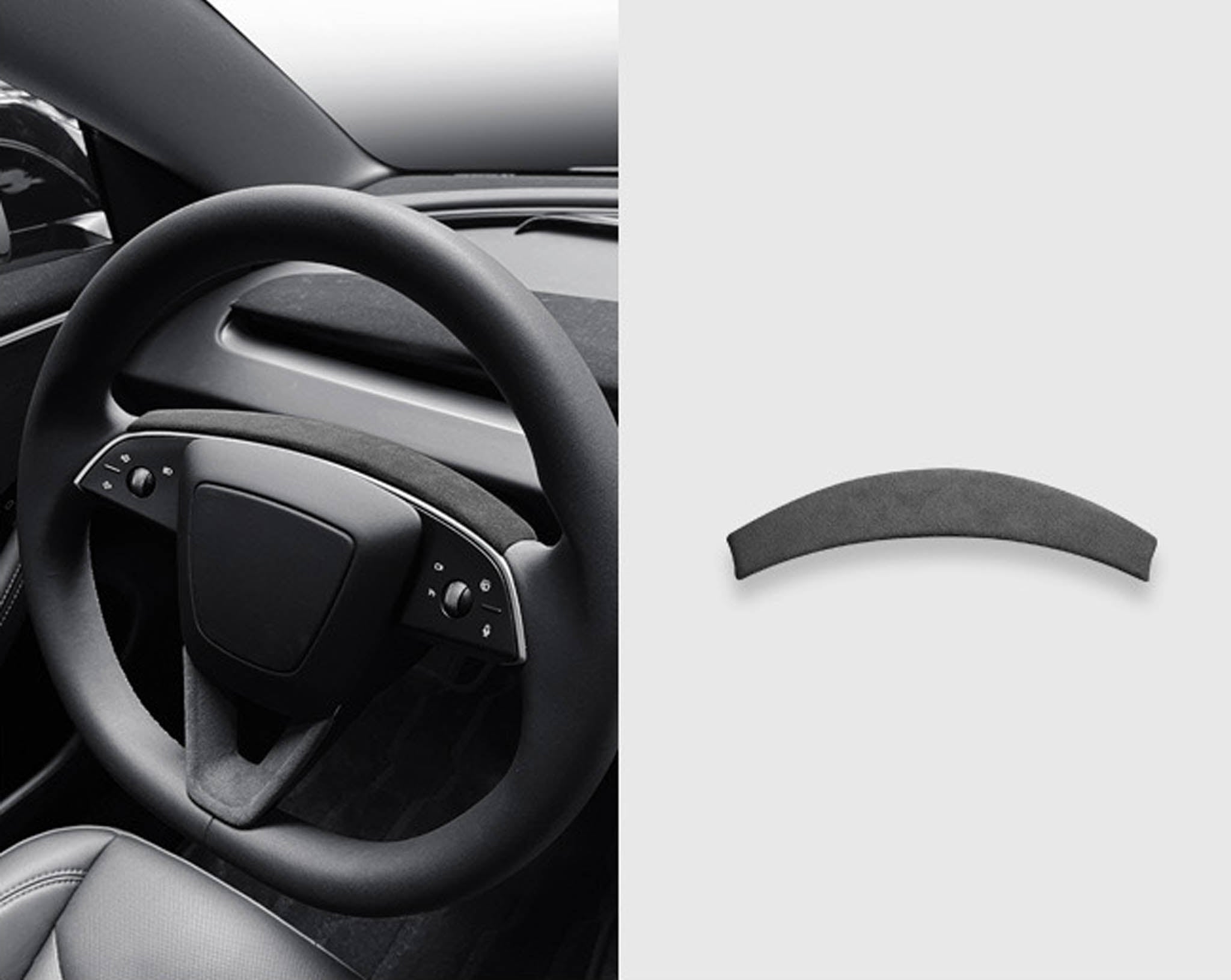 Tessgo Alcantara Steering Wheel Upper Trim Cover for Tesla Model Y Juniper 2026+