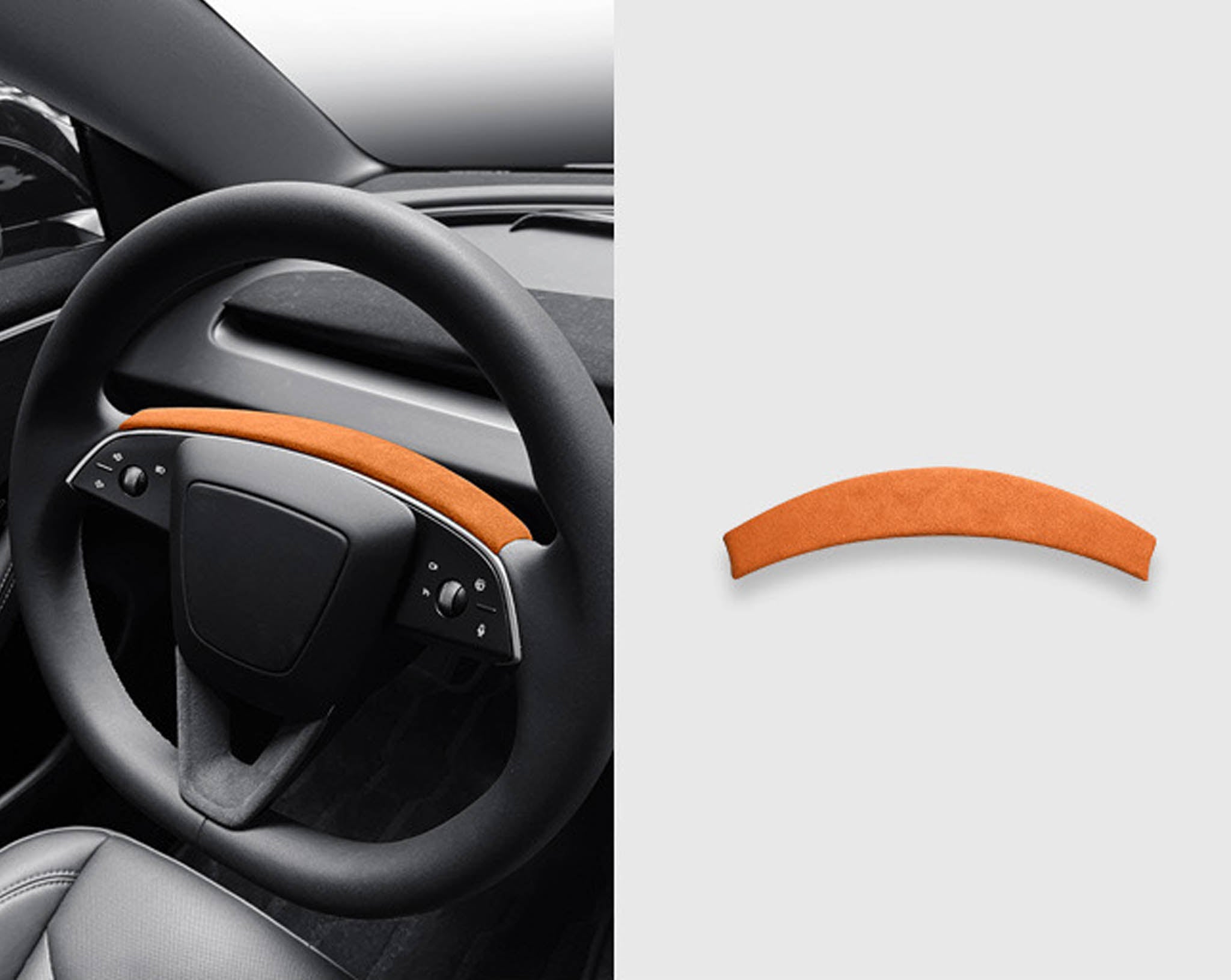 Tessgo Alcantara Steering Wheel Upper Trim Cover for Tesla Model Y Juniper 2026+