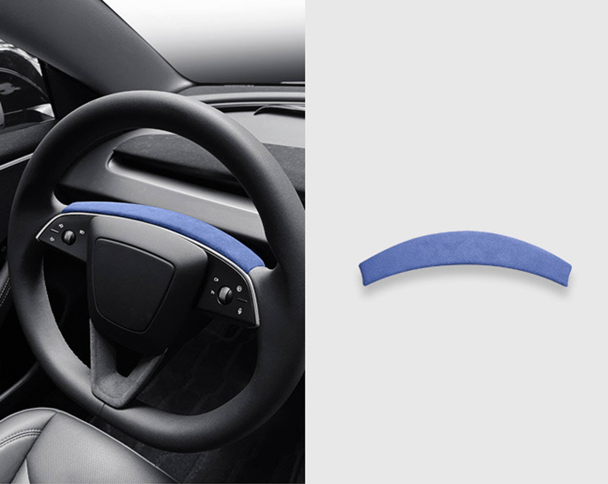 Tessgo Alcantara Steering Wheel Upper Trim Cover for Tesla Model Y Juniper 2026+