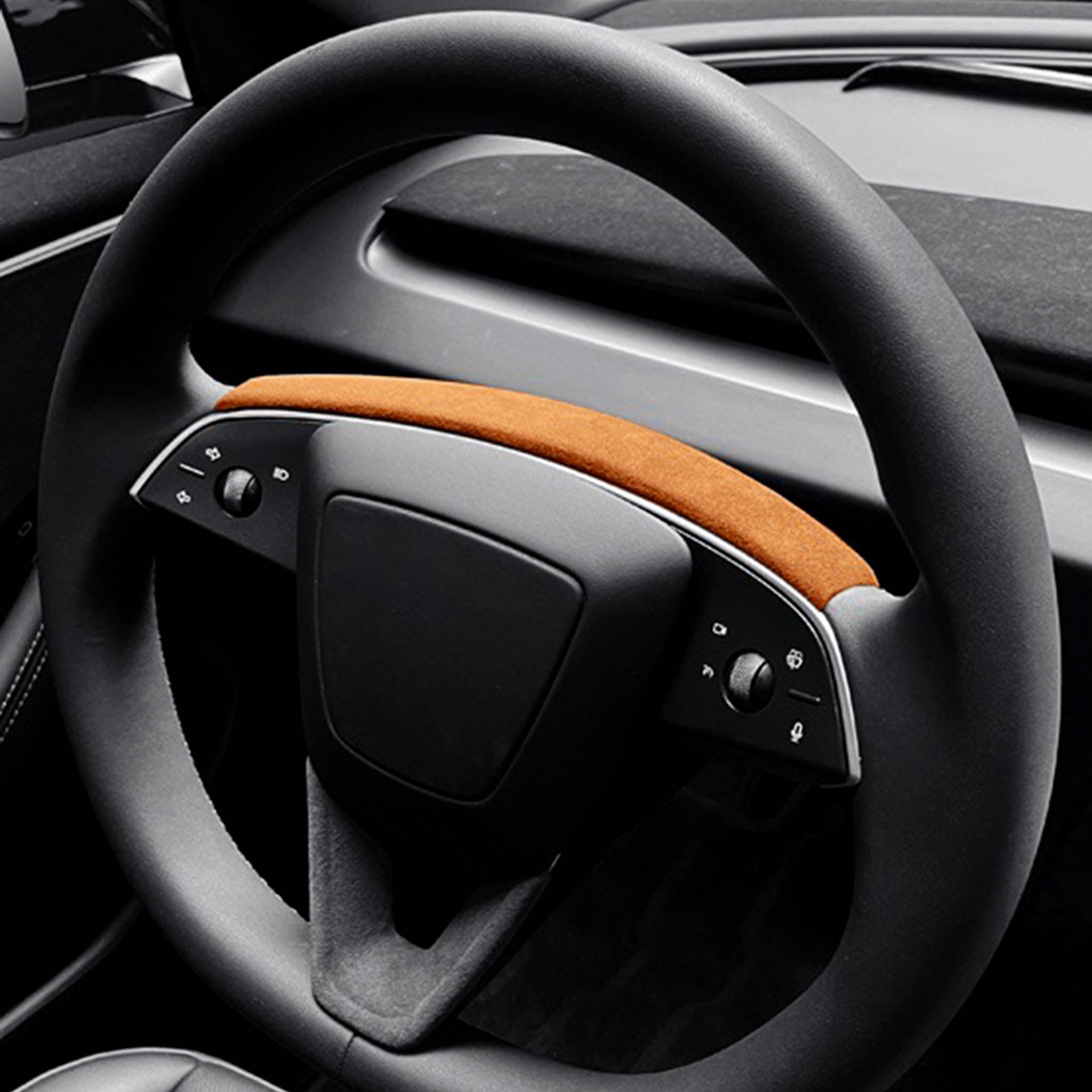 Tessgo Alcantara Steering Wheel Upper Trim Cover for Tesla Model Y Juniper 2026+