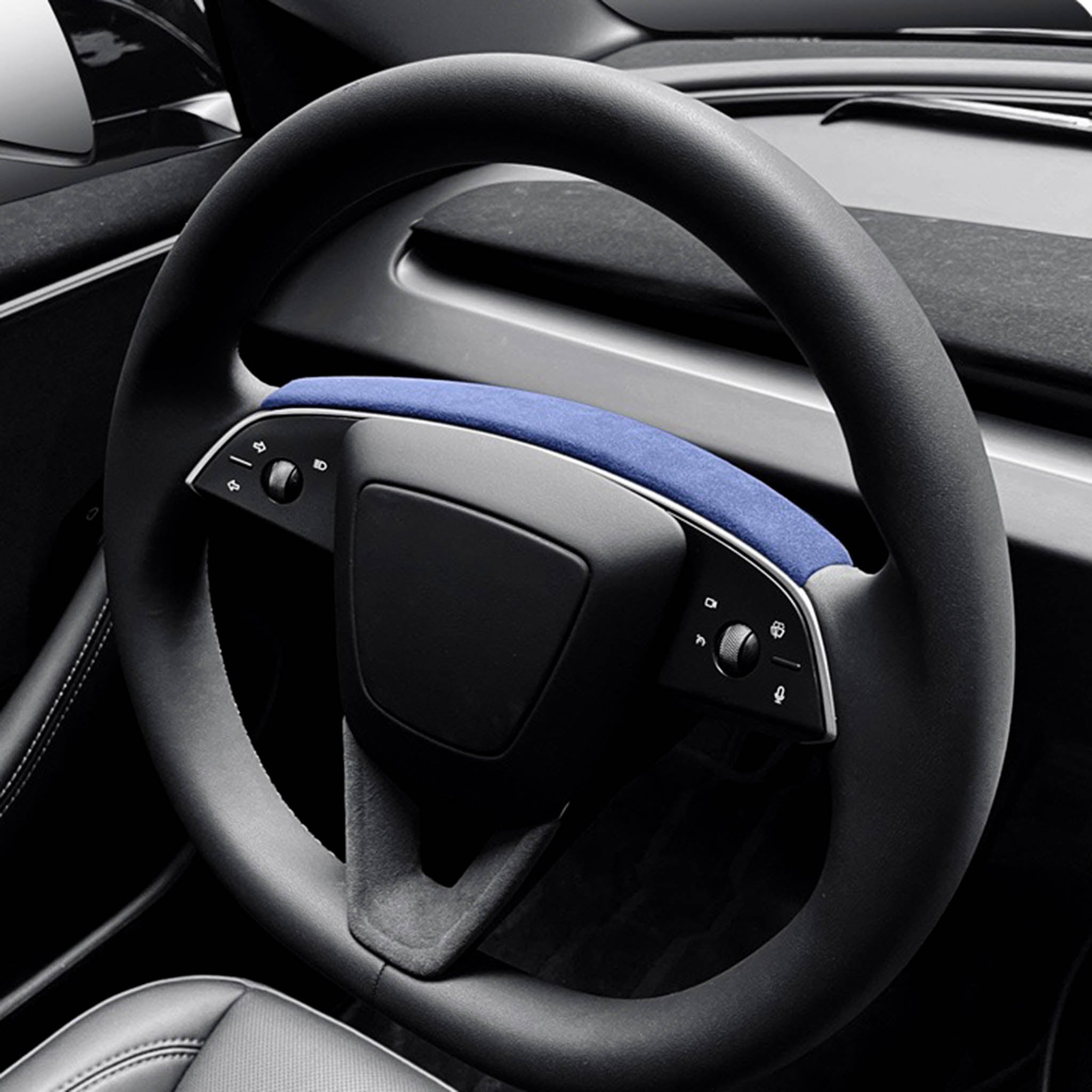 Tessgo Alcantara Steering Wheel Upper Trim Cover for Tesla Model Y Juniper 2026+