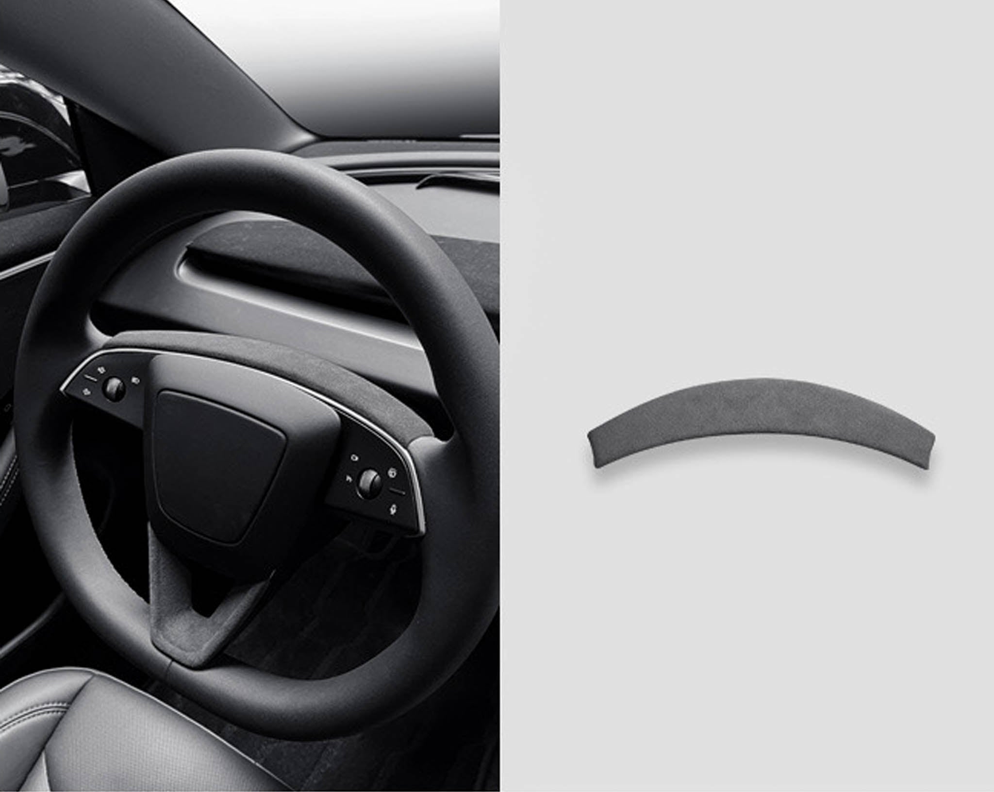 Tessgo Alcantara Steering Wheel Upper Trim Cover for Tesla Model Y Juniper 2026+