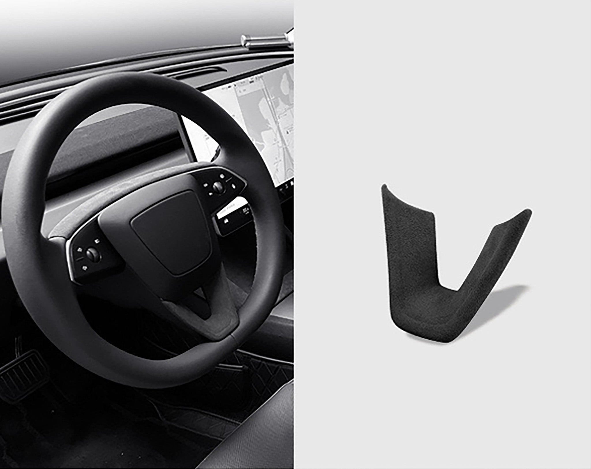 Premium Alcantara Steering Wheel Lower Trim Cover for 2024+ Tesla Model 3 Highland & 2025+ Model Y Juniper