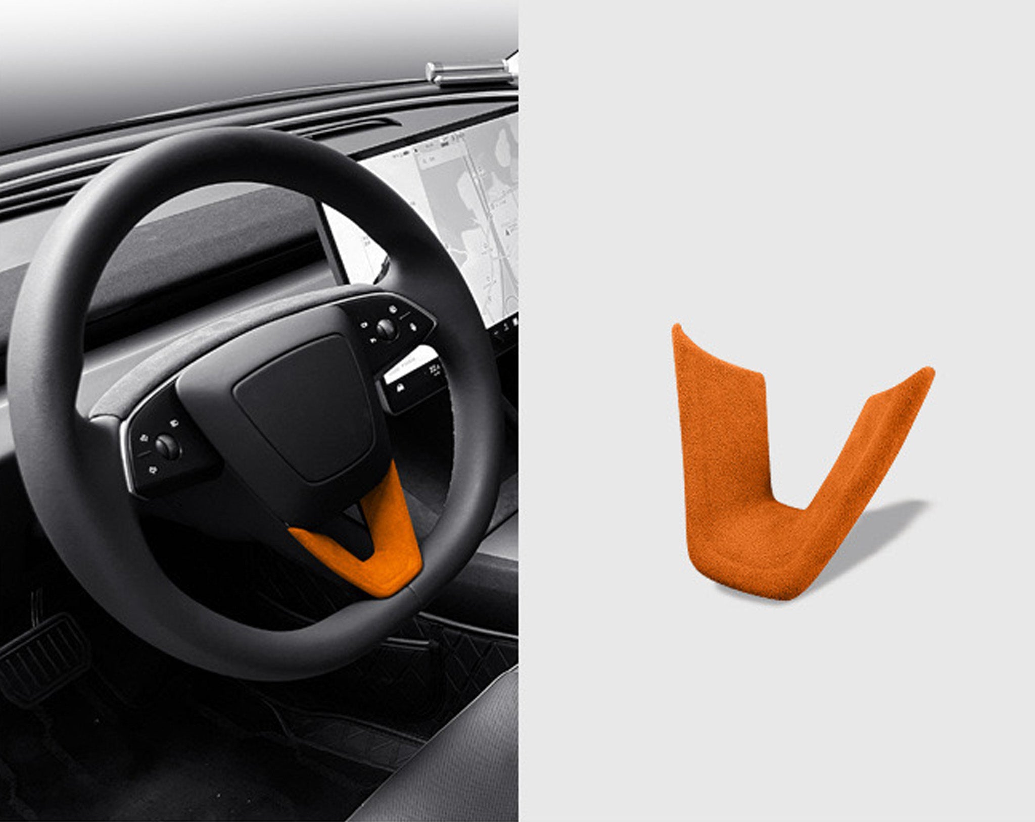 Premium Alcantara Steering Wheel Lower Trim Cover for 2024+ Tesla Model 3 Highland & 2025+ Model Y Juniper