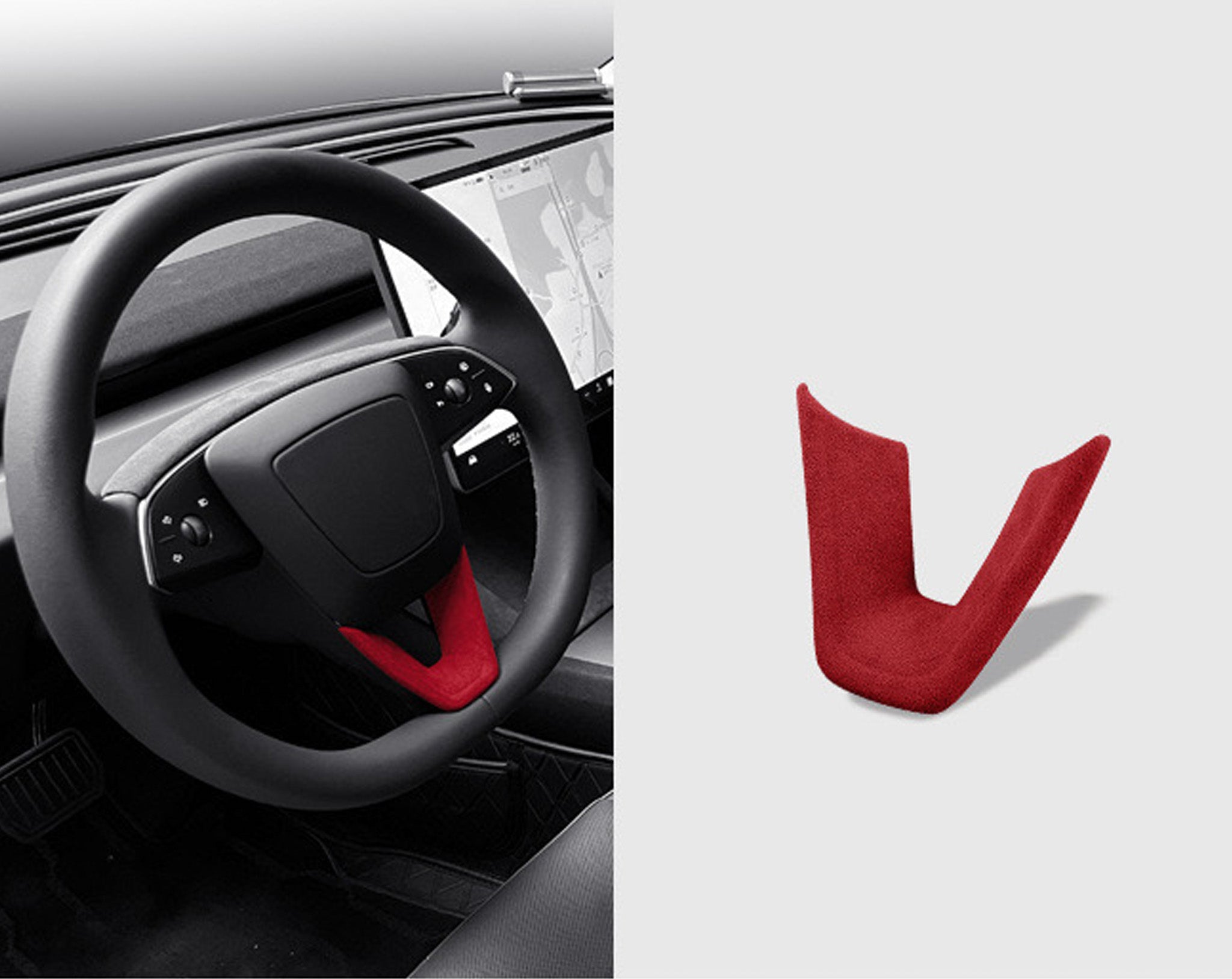 Premium Alcantara Steering Wheel Lower Trim Cover for 2024+ Tesla Model 3 Highland & 2025+ Model Y Juniper