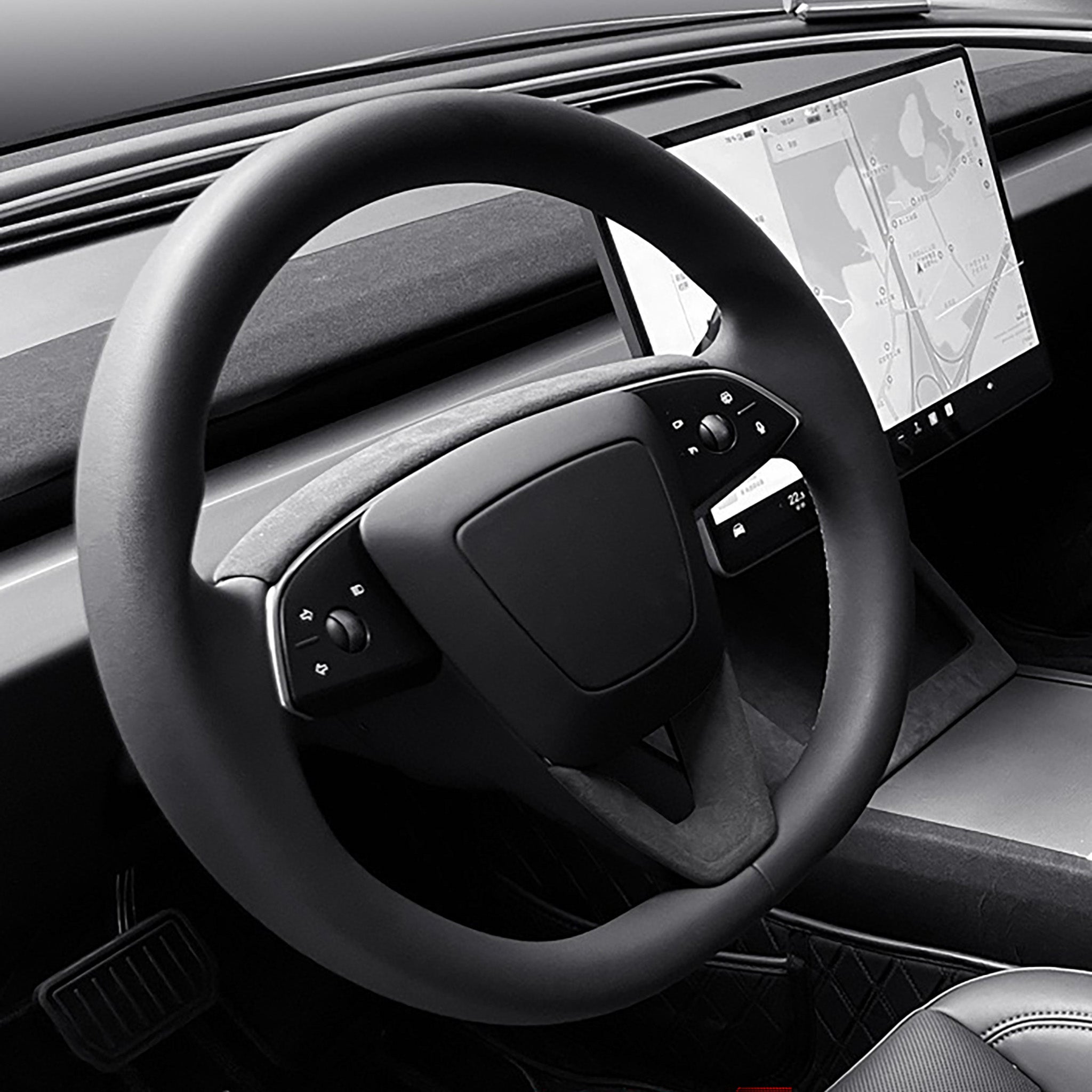 Premium Alcantara Steering Wheel Lower Trim Cover for 2024+ Tesla Model 3 Highland & 2025+ Model Y Juniper