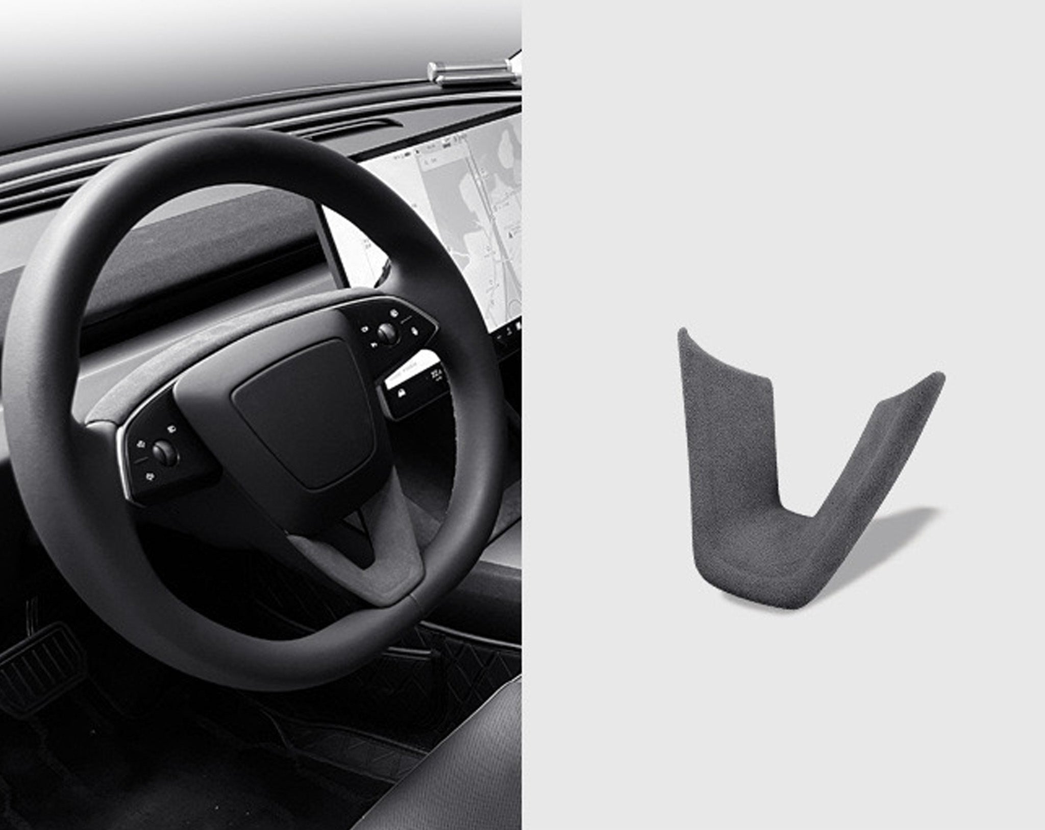Premium Alcantara Steering Wheel Lower Trim Cover for 2024+ Tesla Model 3 Highland & 2025+ Model Y Juniper