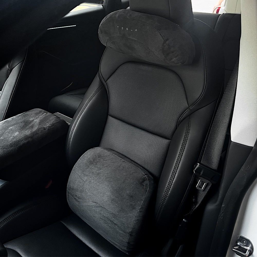 Alcantara Headrest & Lumbar Support Pillow for Tesla Model 3/Y/X/S/Cybertruck