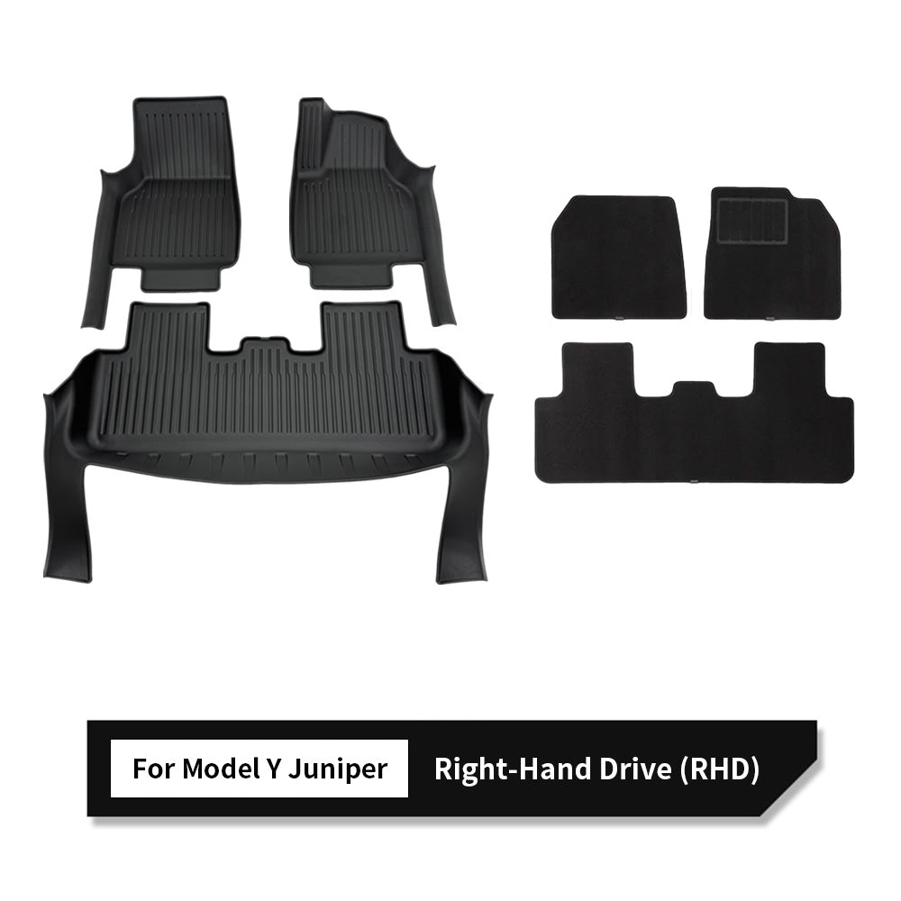 All-Weather Floor Mats for 2025+ Tesla Model Y Juniper RHD – Full Interior Protection, Custom Fit, Premium TPE