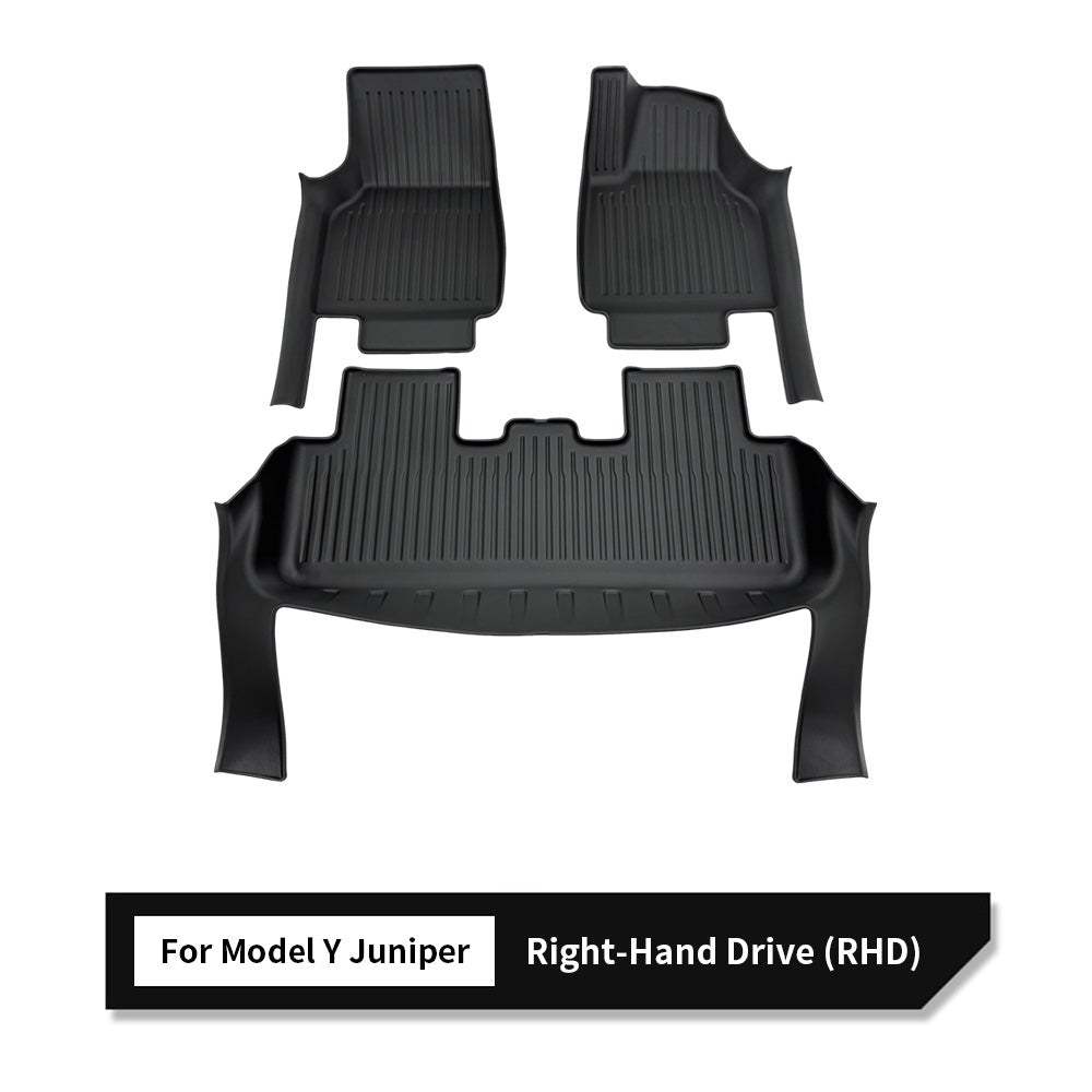 All-Weather Floor Mats for 2025+ Tesla Model Y Juniper RHD – Full Interior Protection, Custom Fit, Premium TPE