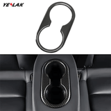 Carbon Fiber Back Seat Cup Holder Cover for Tesla Model 3 & Model Y – Sleek, High-Gloss Finish & Precision Fit
