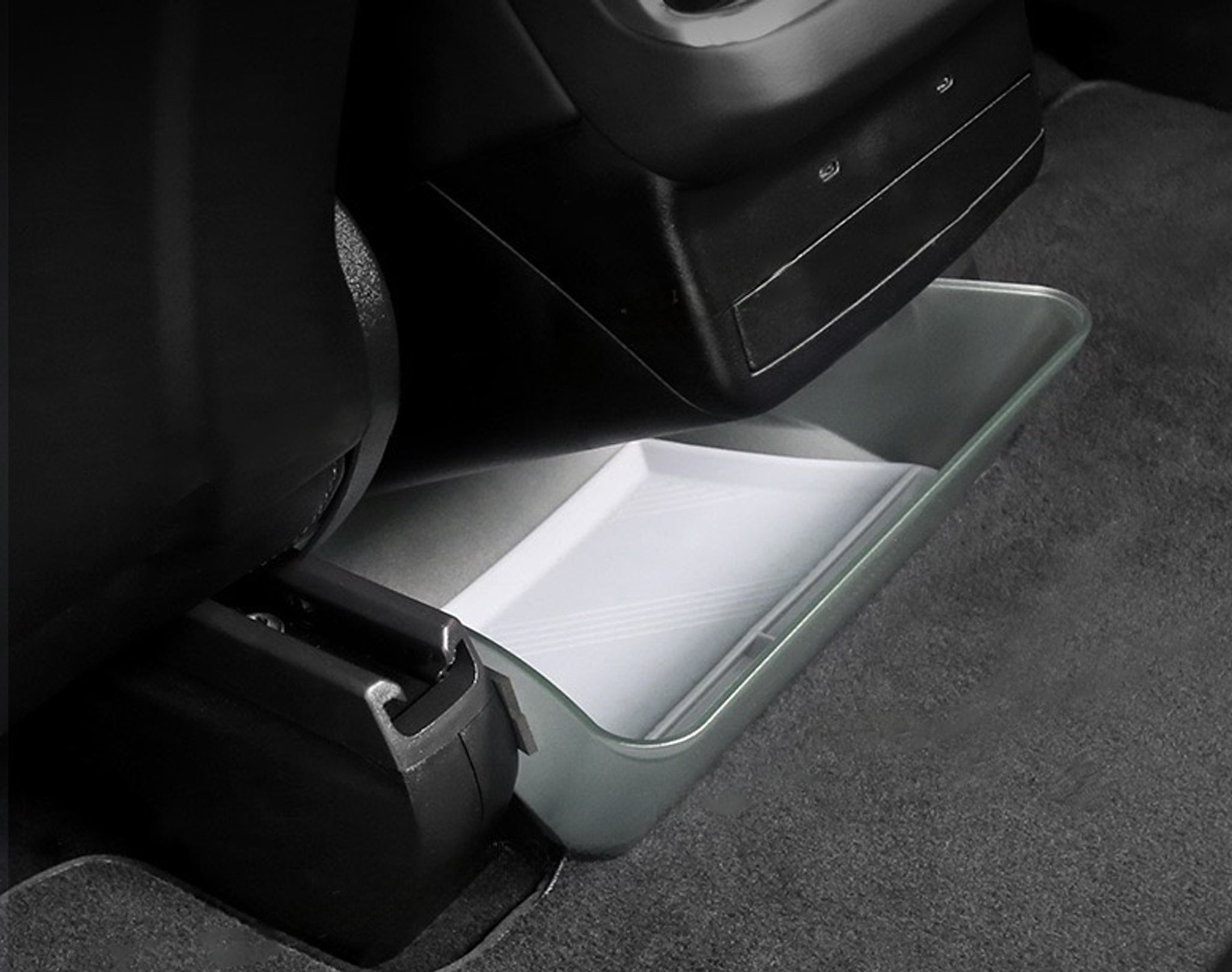 Tesla Model X Rear Seat Storage Box & Removable Trash Bin – Multi-Purpose Organizer for Drinks, Phones, Toys & Trash