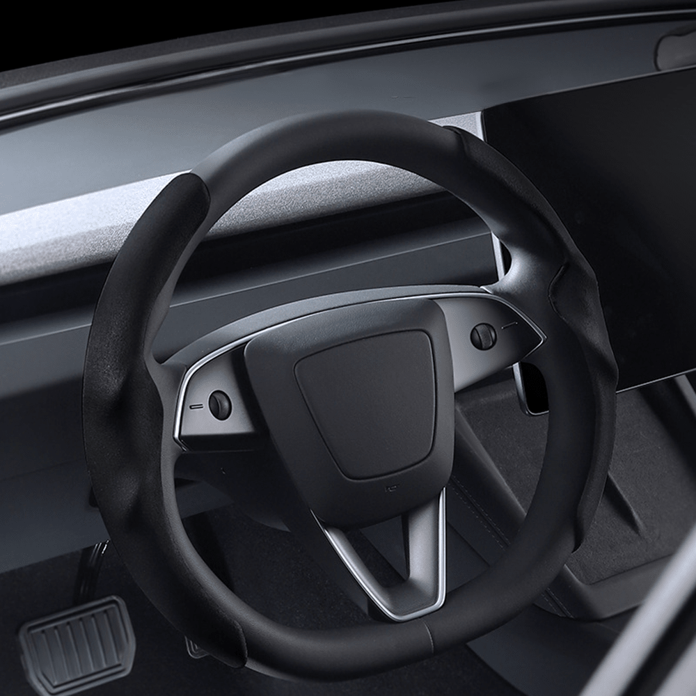 Anti-Slip Suede Steering Wheel Cover for Tesla Model Y L 2026+