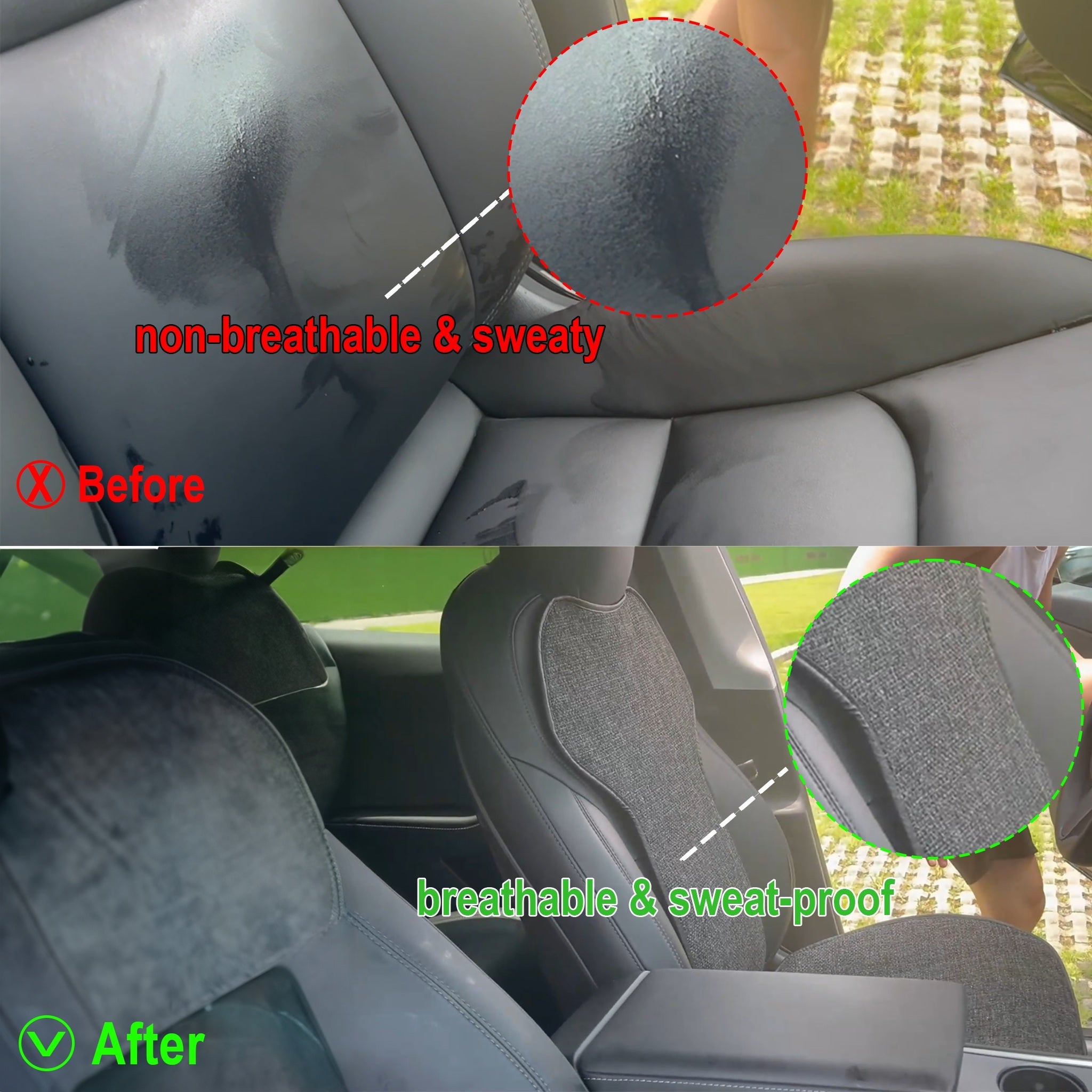 Tesla Model 3/Y Premium Flax Seat Pad – Breathable, Sweatproof Car Seat Cover for Ultimate Comfort