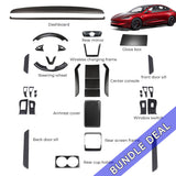 Bundle: 2024+ Tesla Model 3 Interior Carbon Fiber Full Kit (33 Piece) Real Dry Molded Carbon Fiber