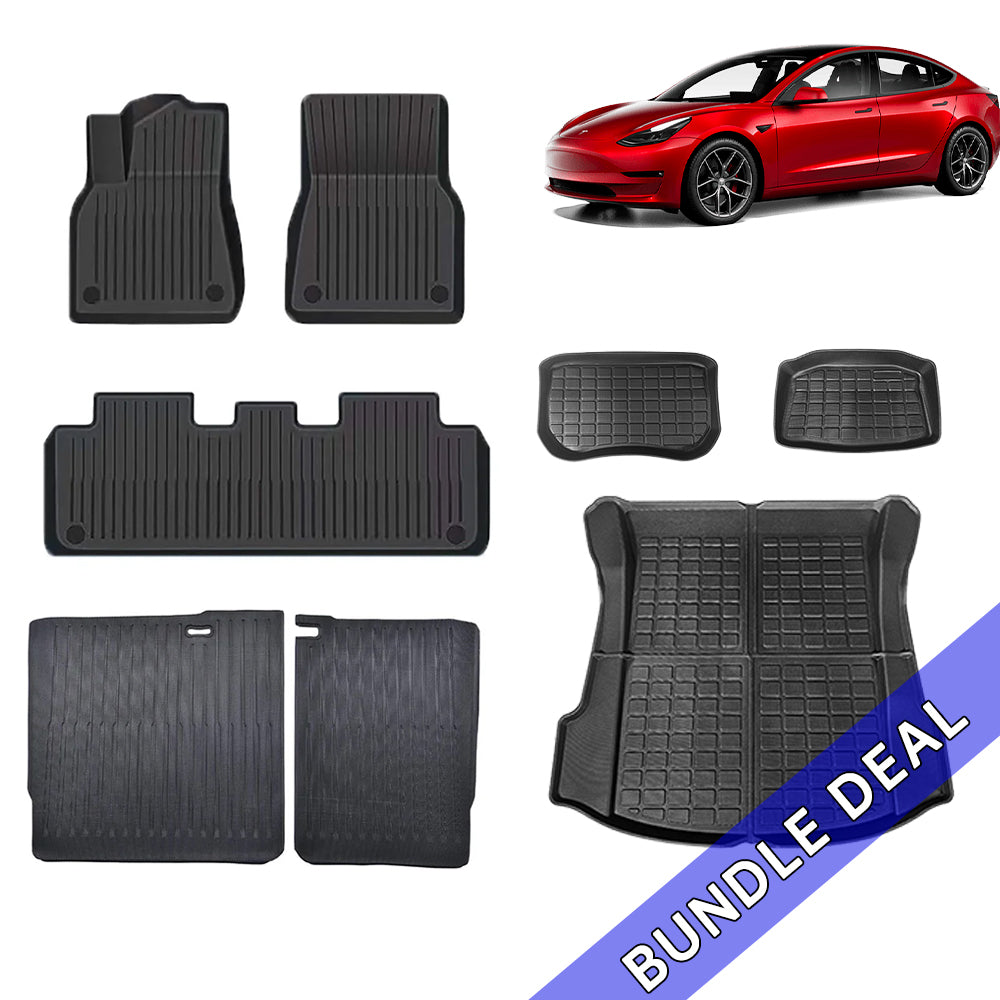 Bundle: Model 3 Floor Mats & Liners Full Set 8 PCS 2017-2023.9