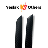 Teego vs. others: Precise-fit Tesla carbon fiber door trim with zero gaps vs. misaligned inferior brands.