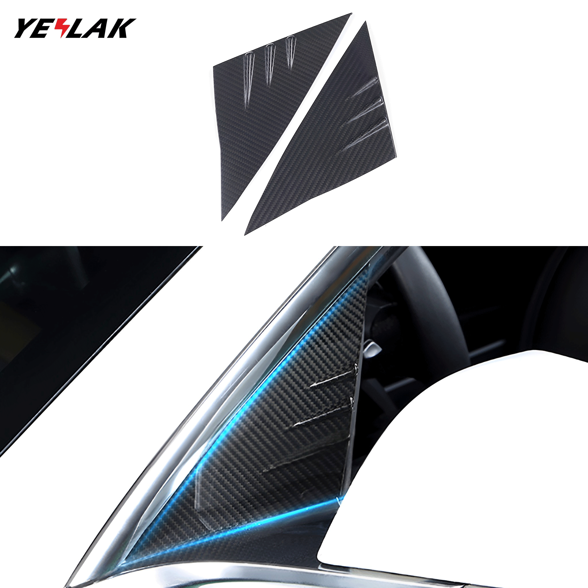 Tesla Model 3/Y Carbon Fiber A-Pillar Covers