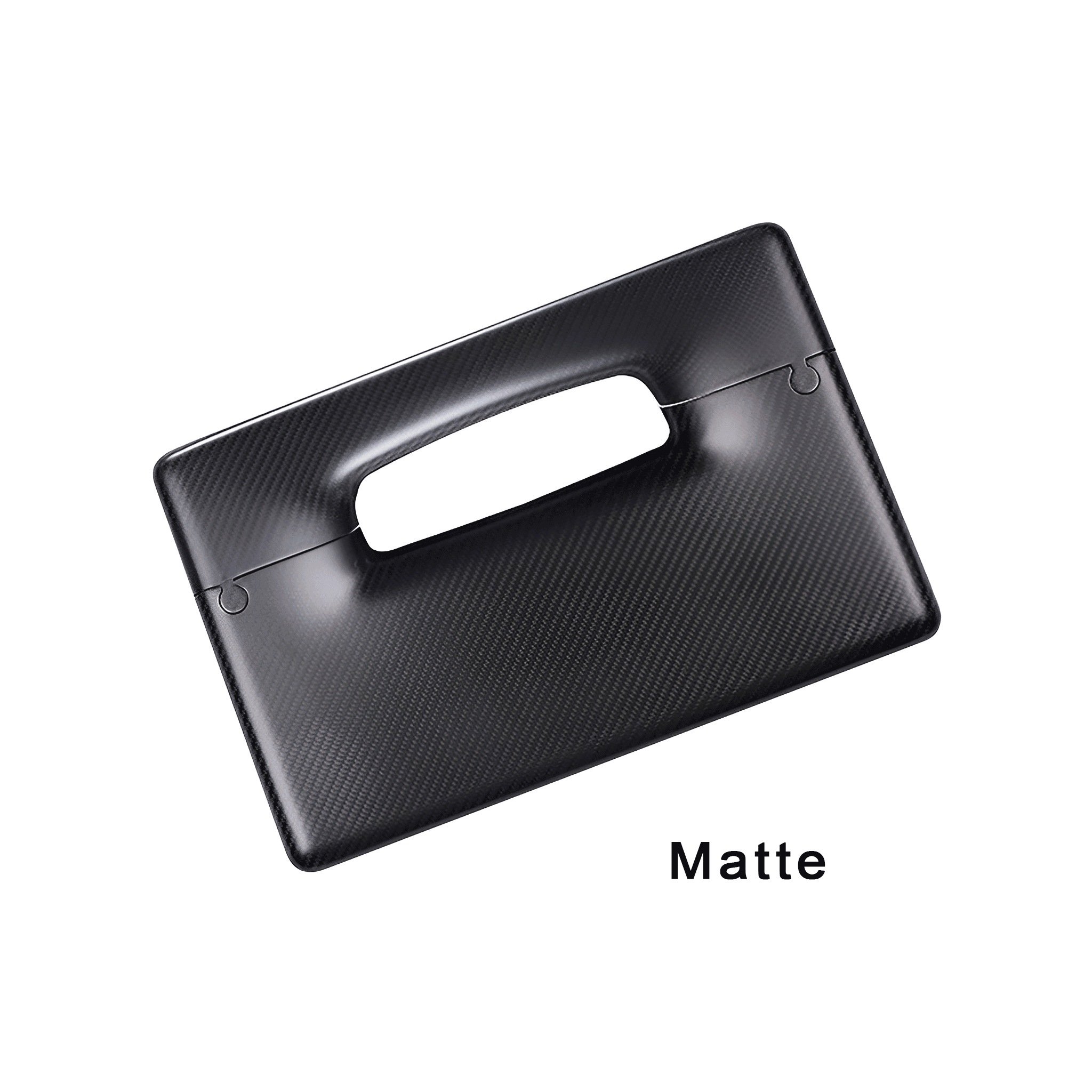 Matte finish of Model 3 Highland Carbon Fiber Touchscreen Overlay