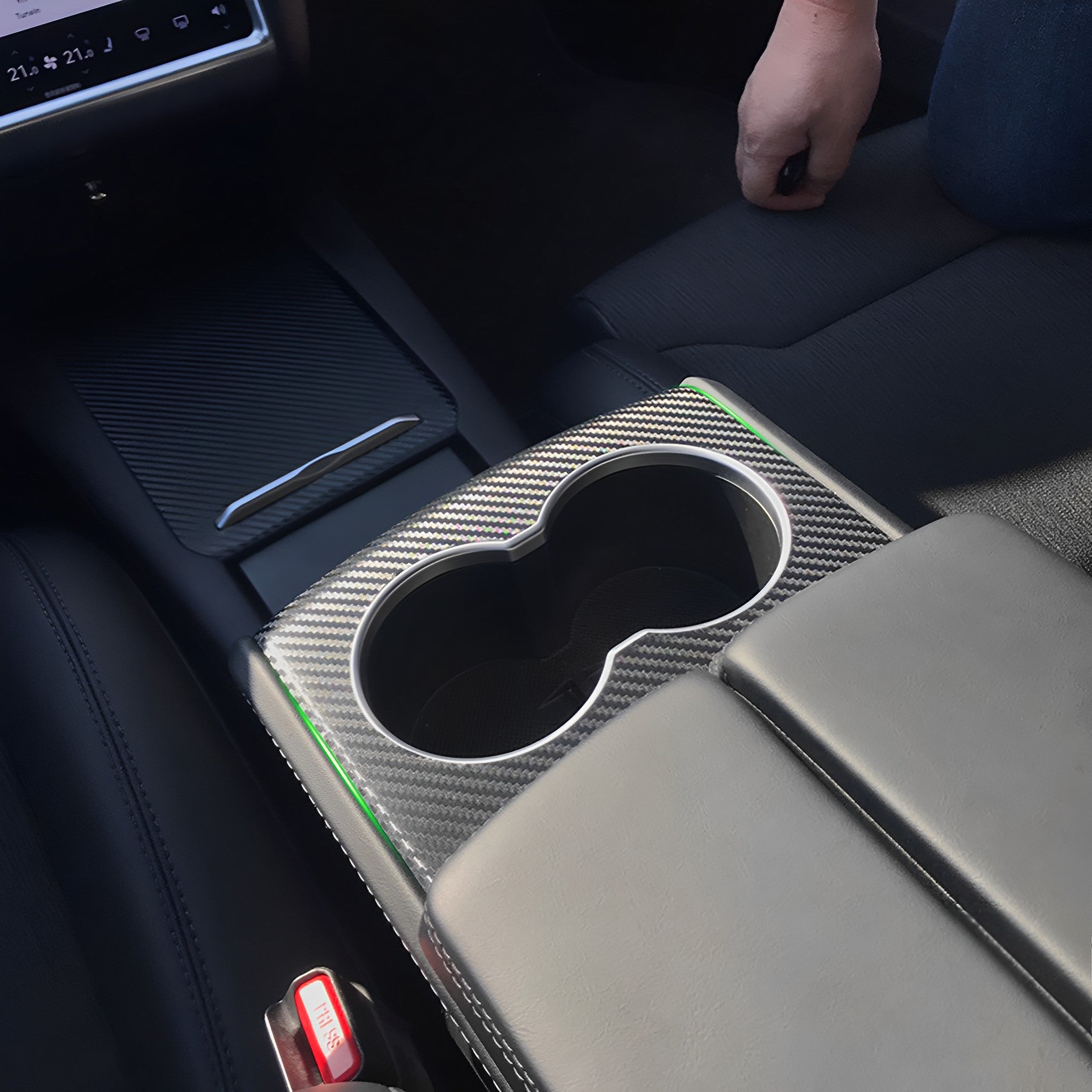 Carbon Fiber Cup Holder Cover Trim For Pre-Refresh Model S / X