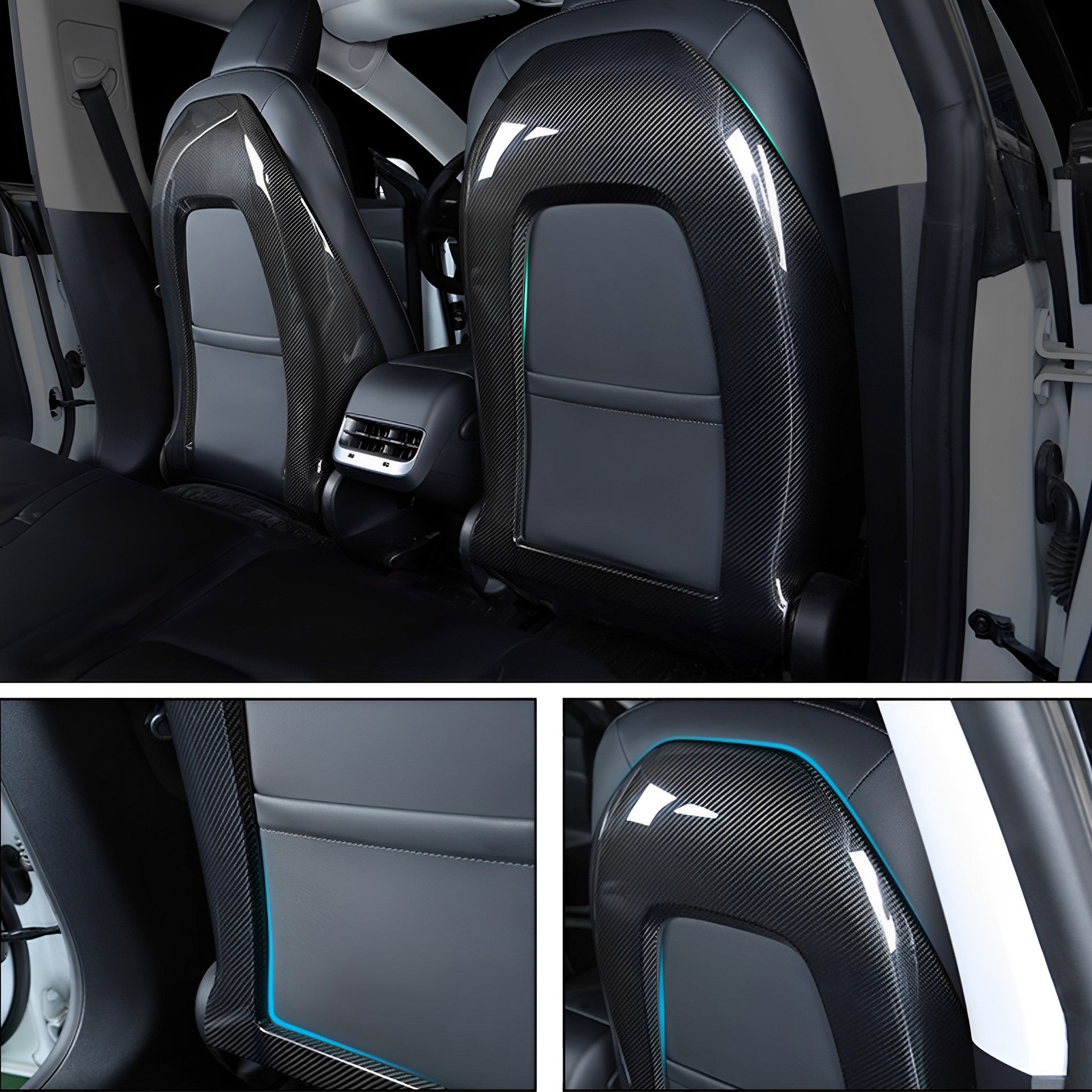 Premium Authentic Carbon Fiber Seat Back Covers for Tesla Model 3 & Model Y – Sporty & Sleek Style