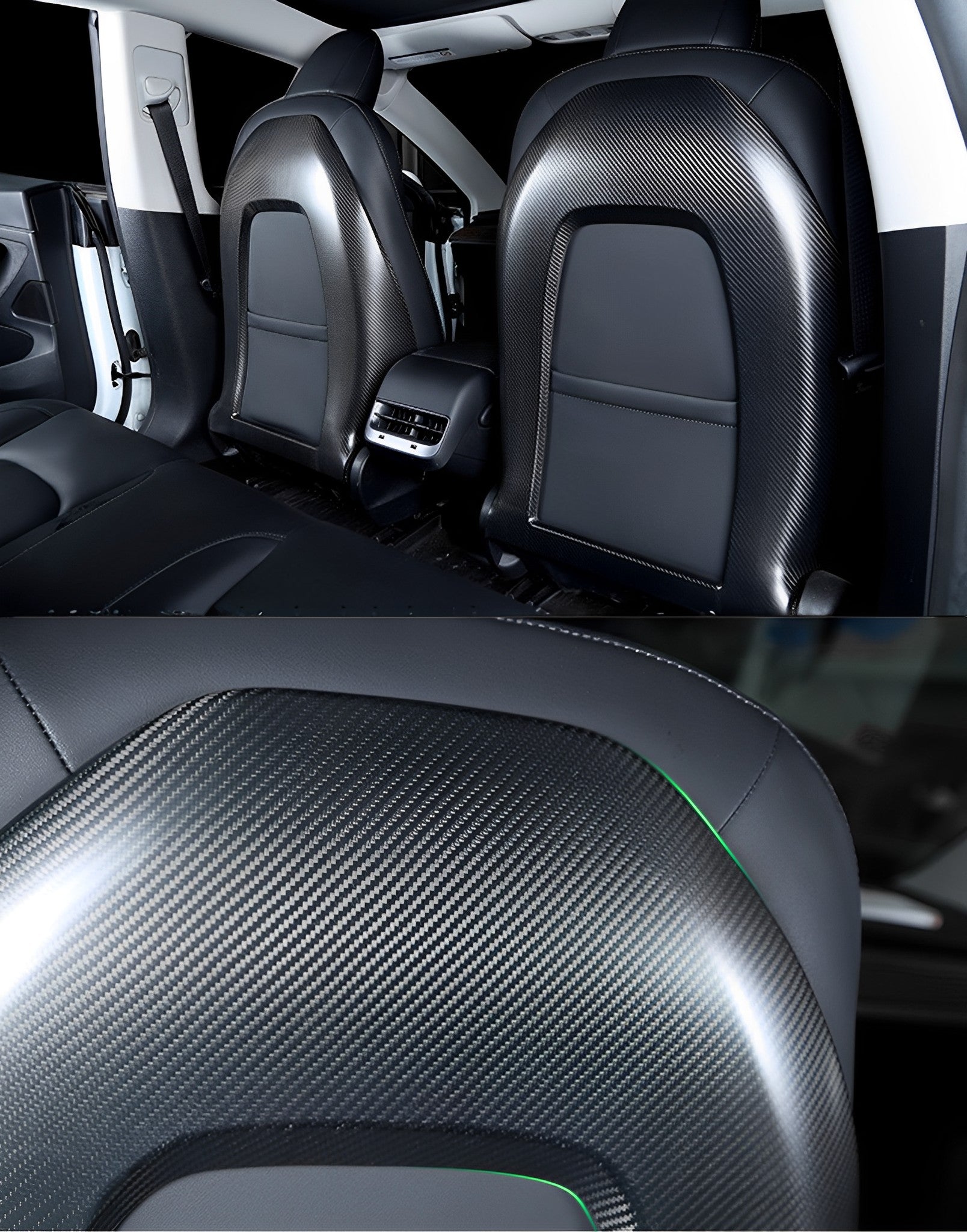 Premium Authentic Carbon Fiber Seat Back Covers for Tesla Model 3 & Model Y – Sporty & Sleek Style