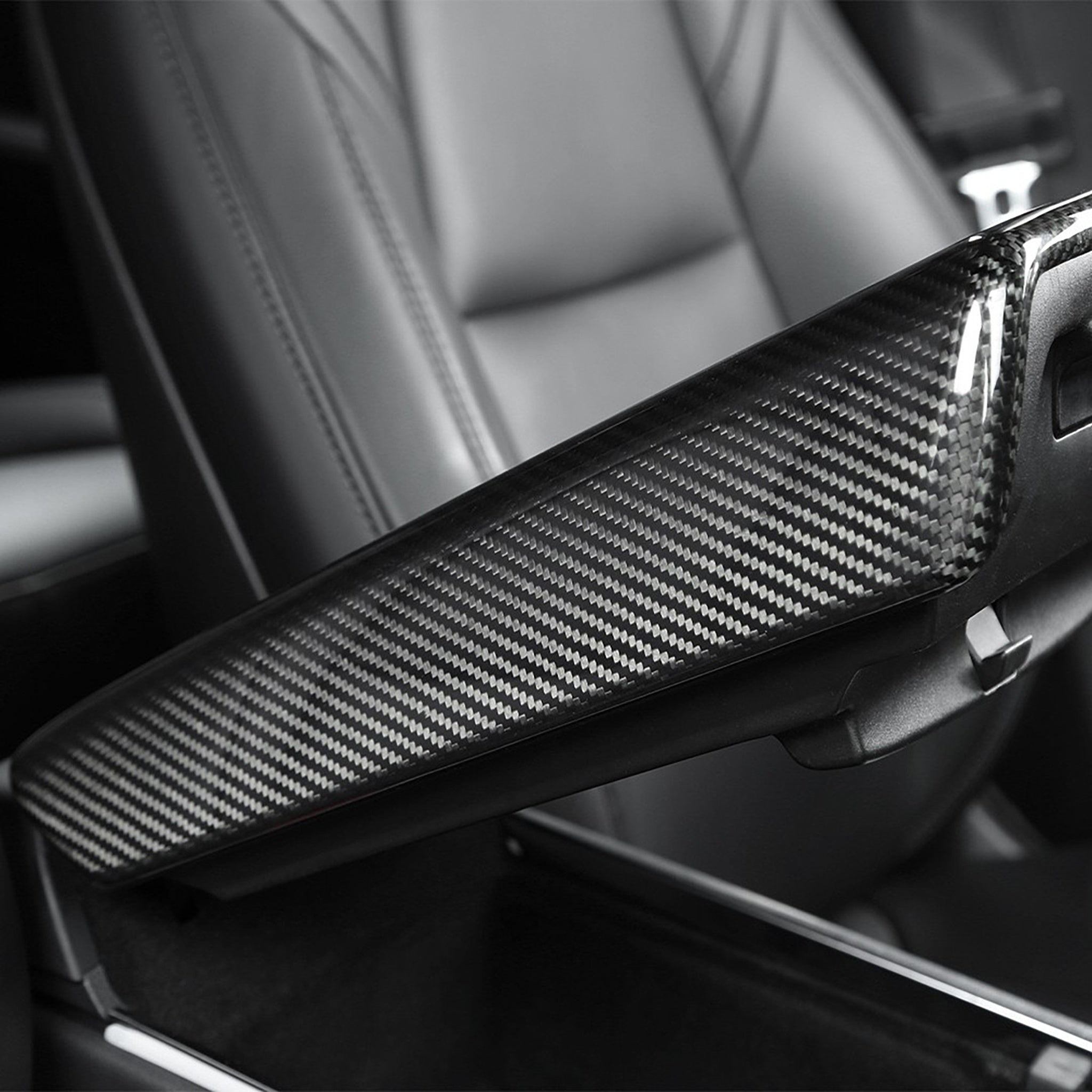 Real Carbon Fiber Armrest Cover For Tesla Model 3 / Y - Luxury & Sporty Interior Upgrade