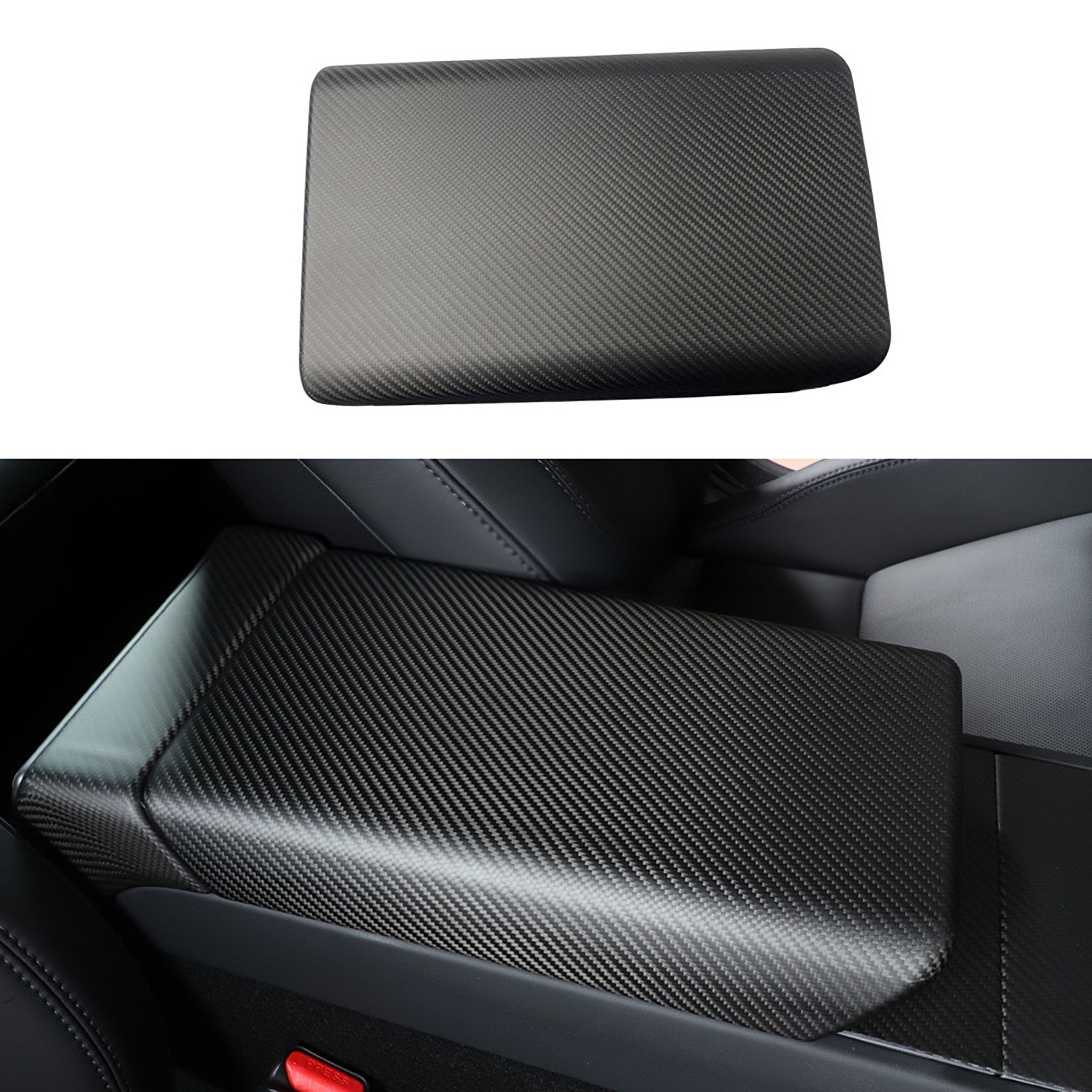 Tesla Model 3 Highland Carbon Fiber Armrest Box Cover - Twill weave