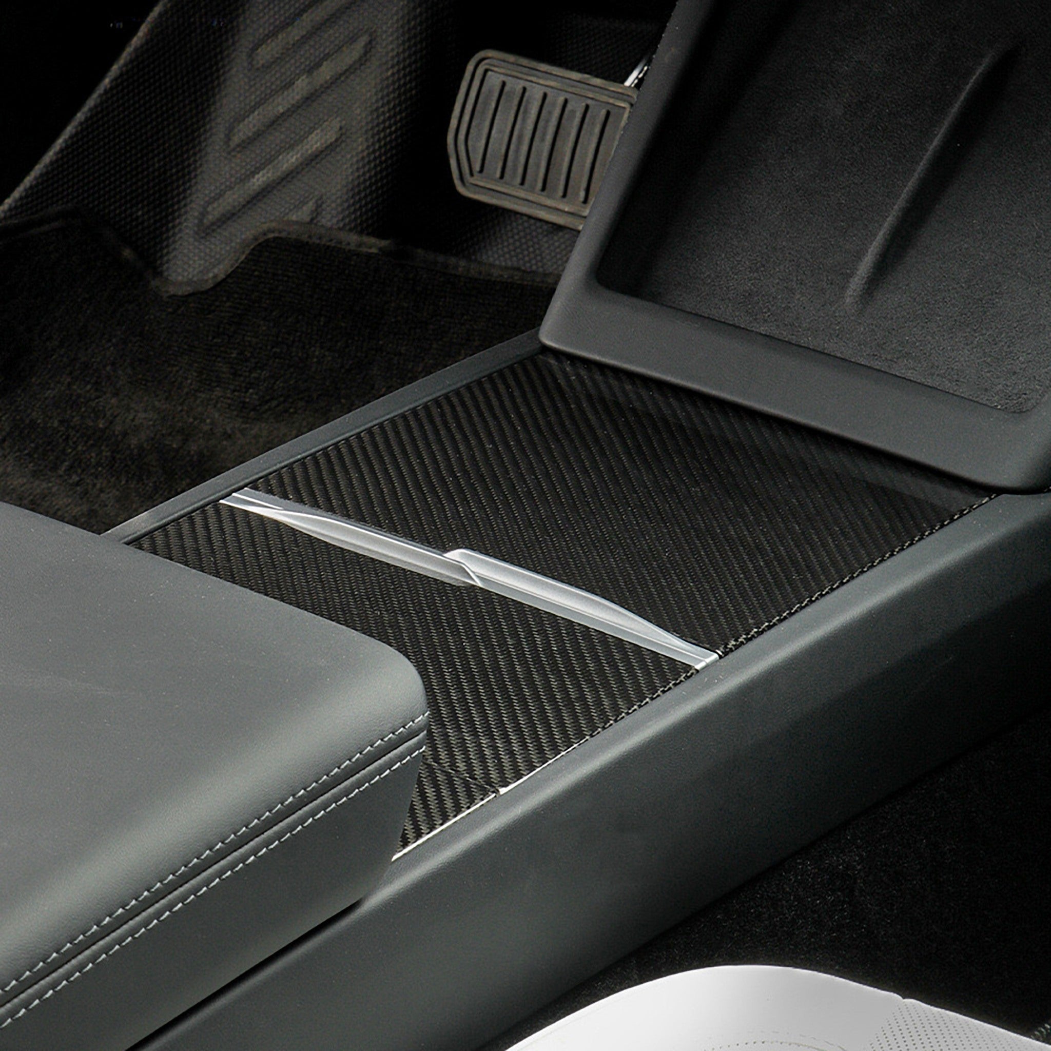 Real Carbon Fiber Center Console Overlays for Tesla Highland 2024+ Model 3 (3 pieces)