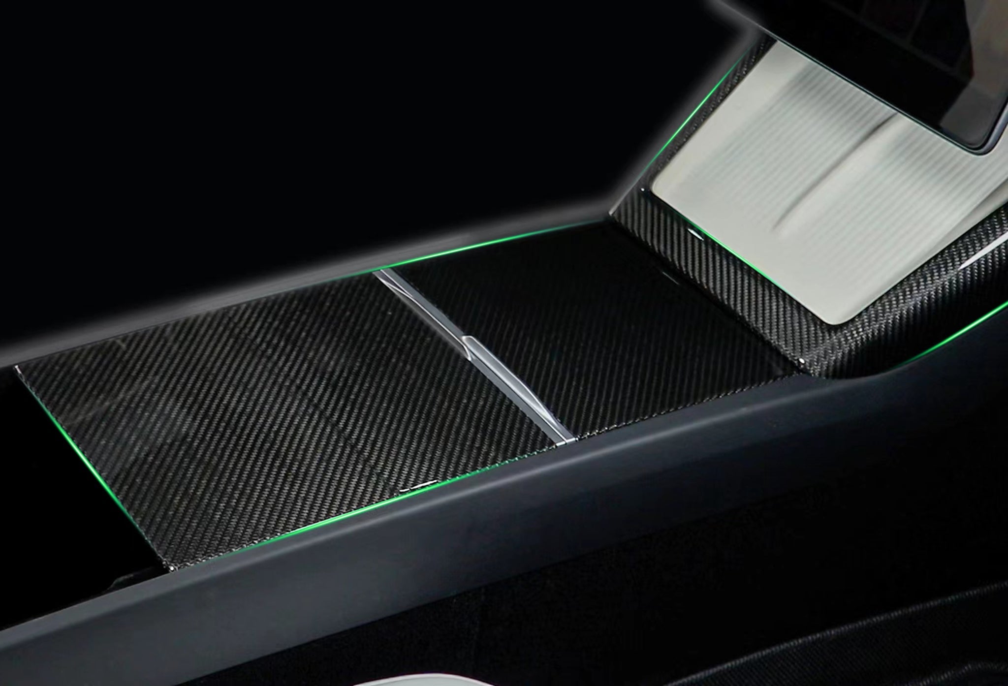 Real Carbon Fiber Center Console Overlays for Tesla Highland 2024+ Model 3 (3 pieces)